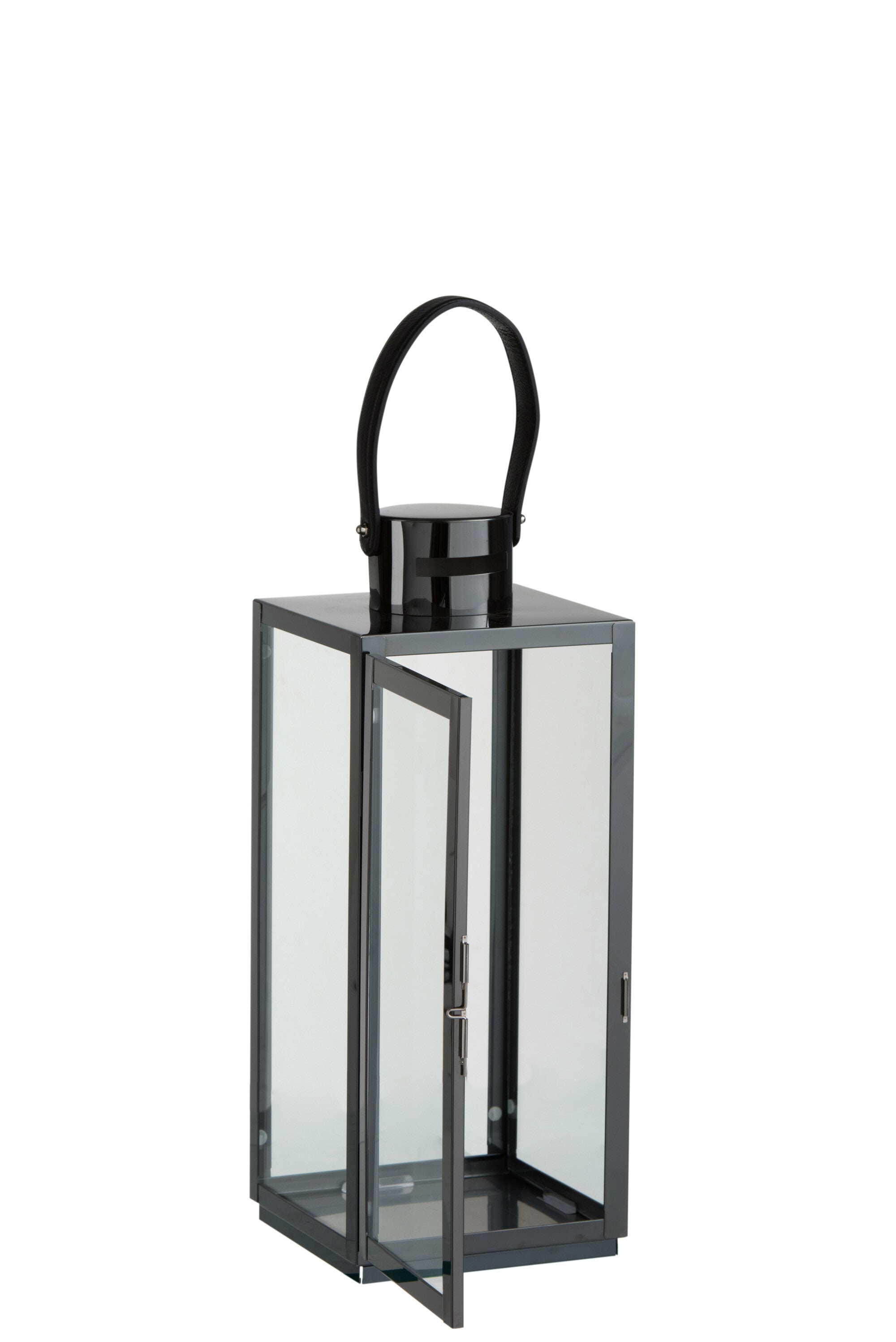 Lantaarn Vierkant Staal/Glas Zwart