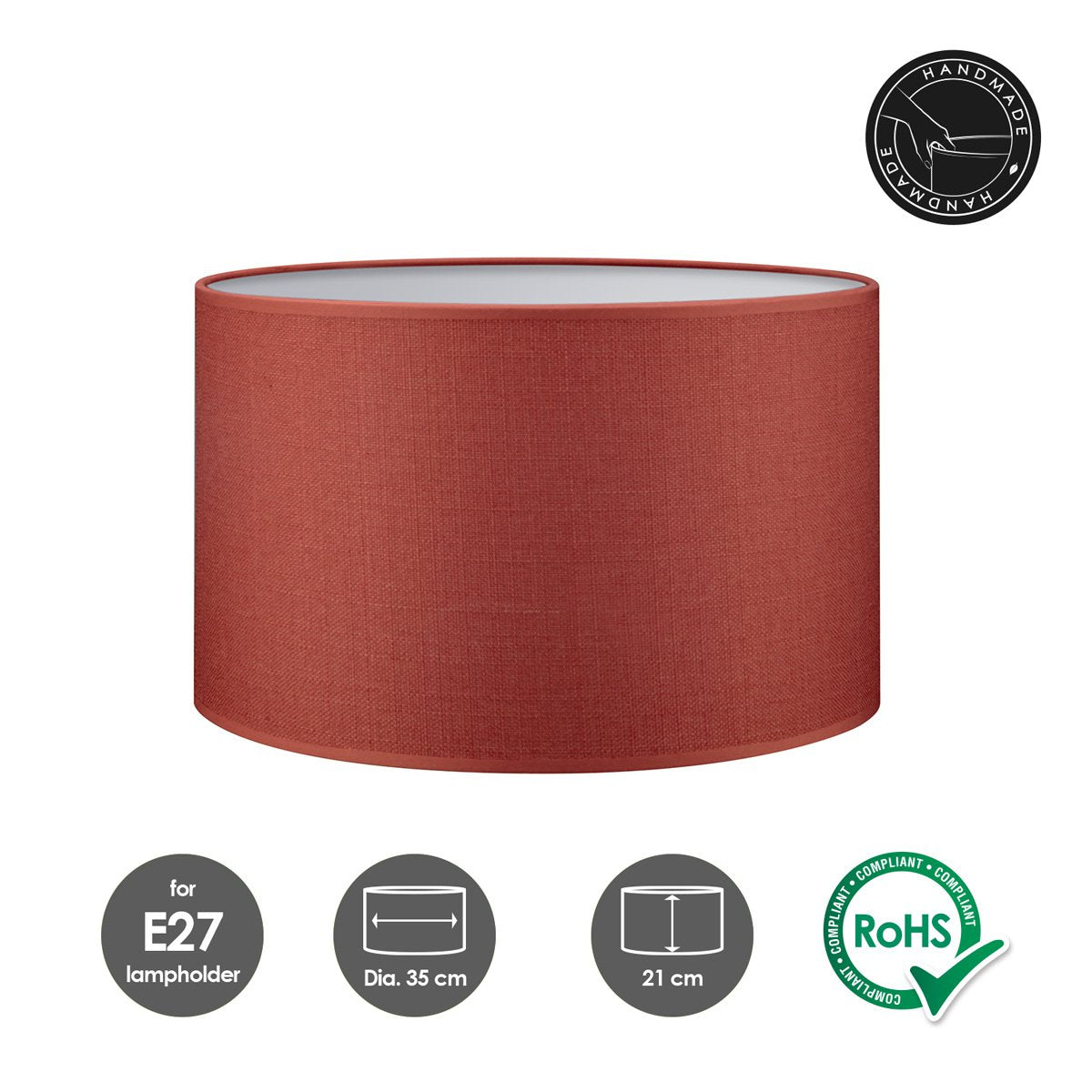 Lampenkap Canvas rood - B:35xD:35xH:21cm