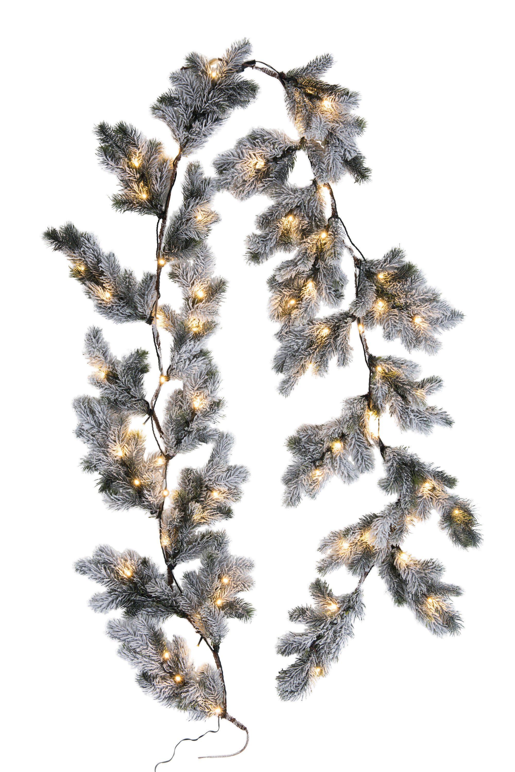 J-Line Garland Christmas Tree+Led Plastic Snowy Green