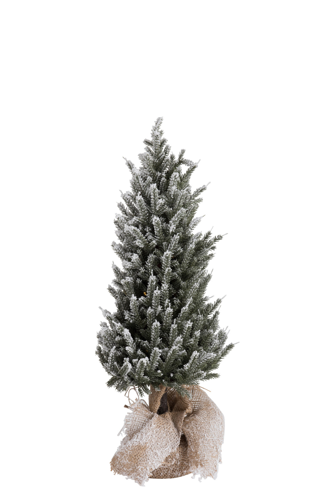 J-Line Christmas Tree+Led+Pot Jute Plastic Snowy Green Medium