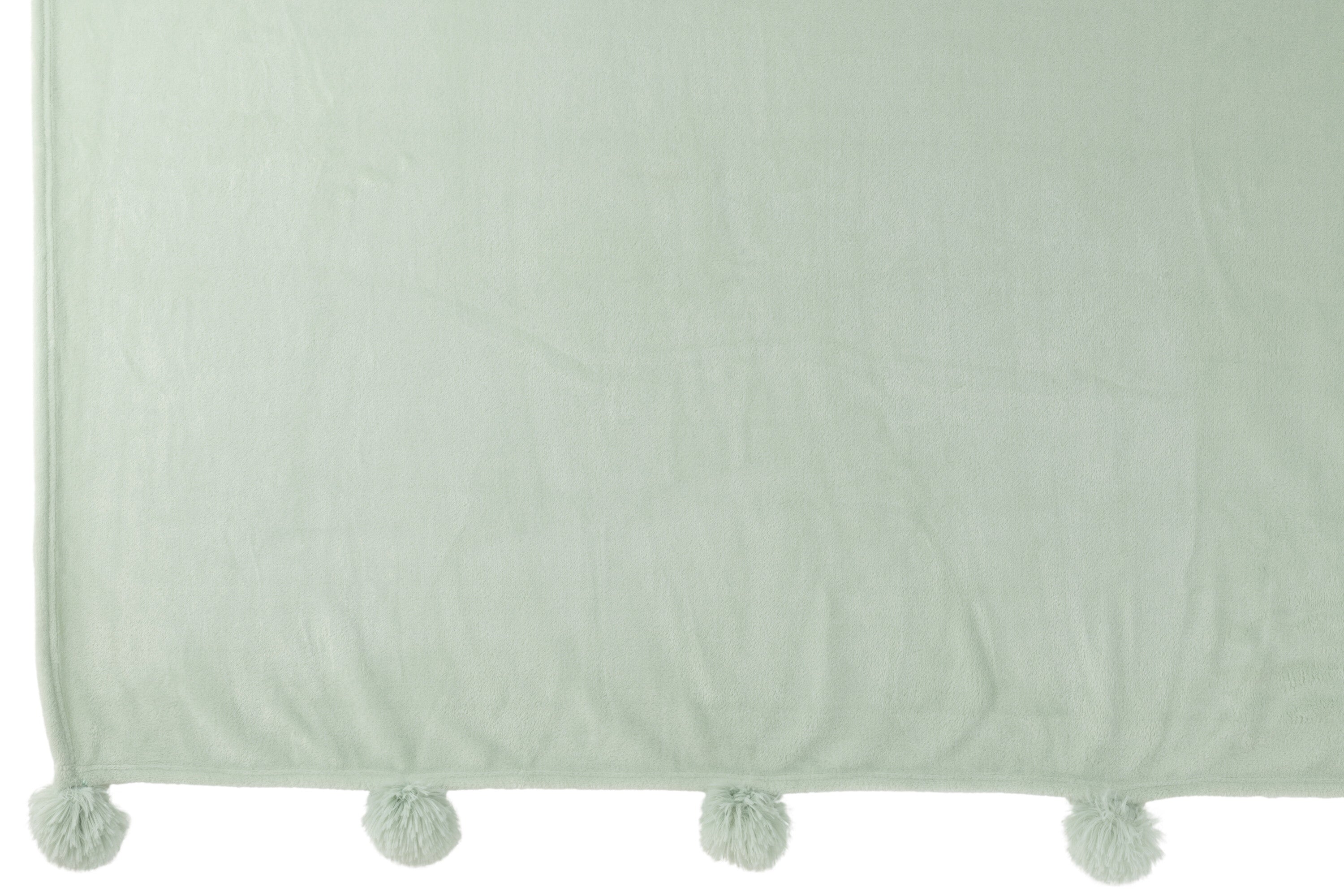 J-Line Plaid Pompom - polyester - licht groen - 170 x 130 cm