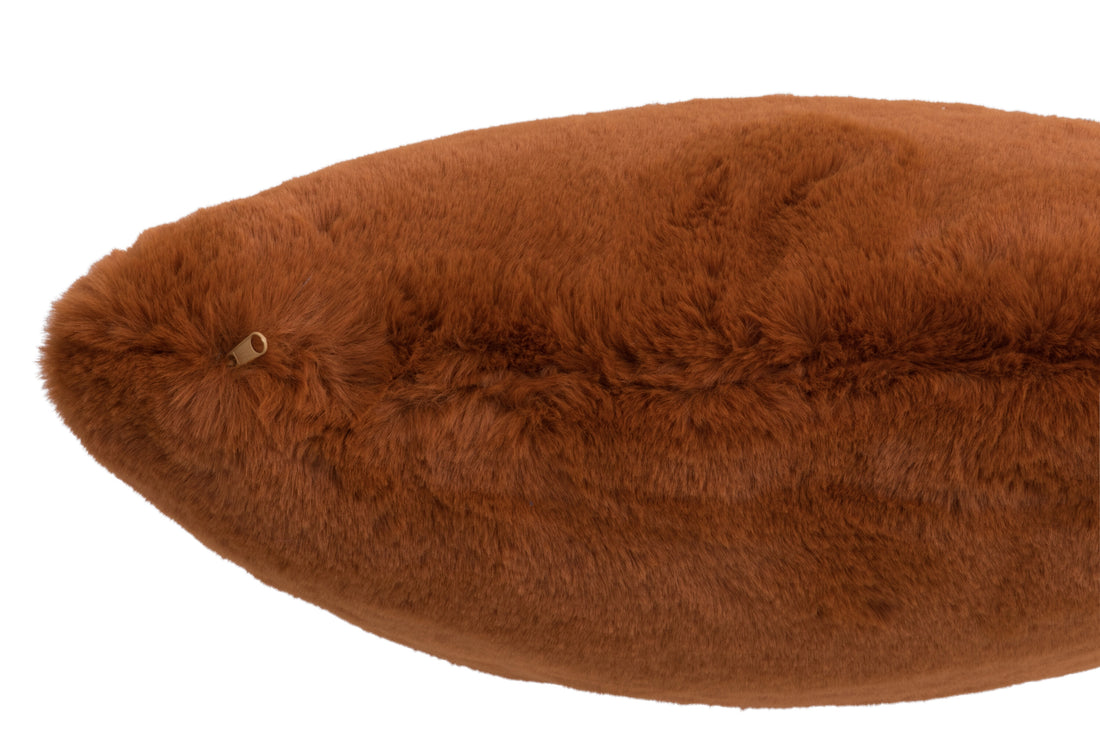 J-Line Cutie Sierkussen – Polyester – 45x45 cm – Bruin/Oranje