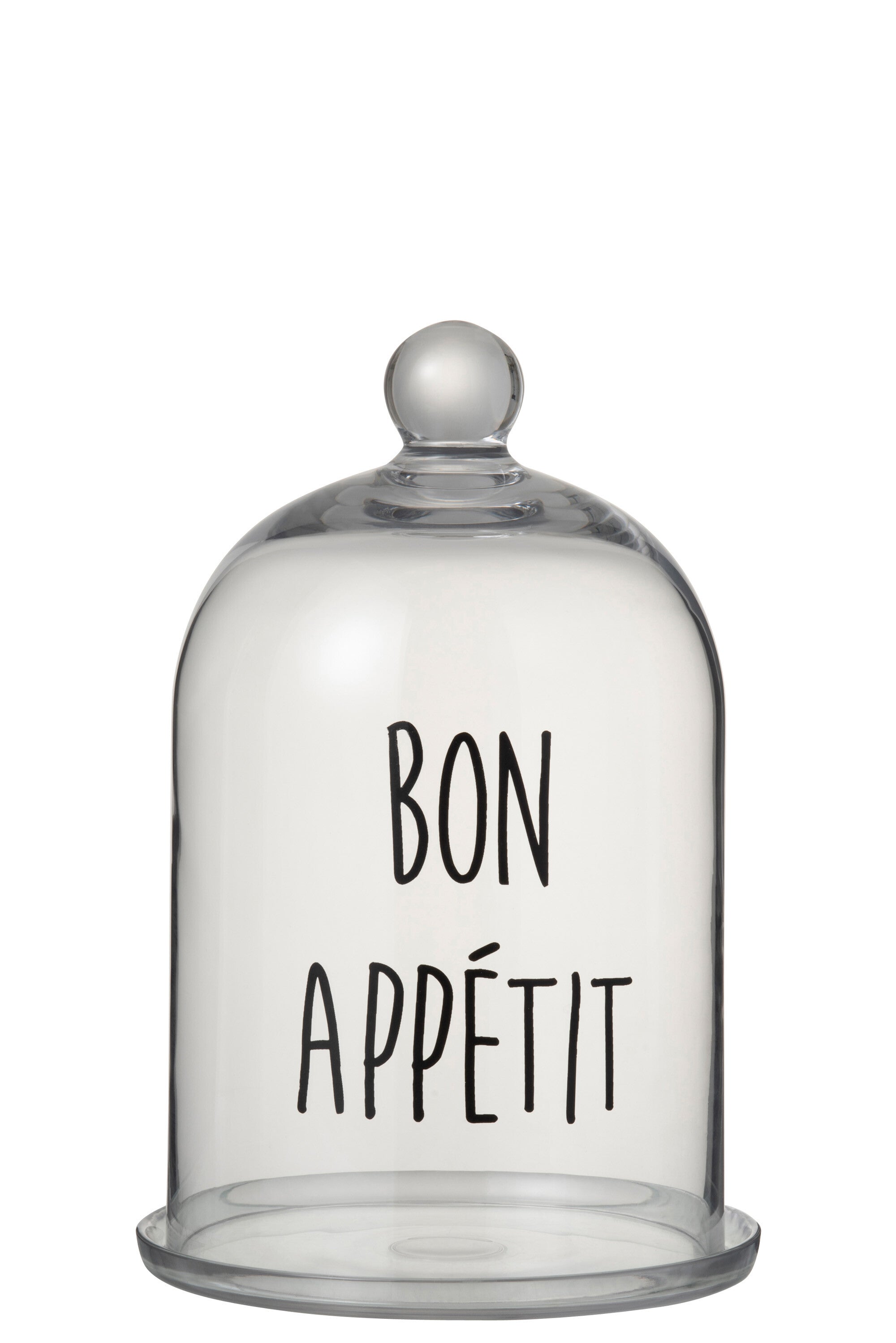 Glazen Bel Bon Appetit Rond Glas Transparant/Zwart