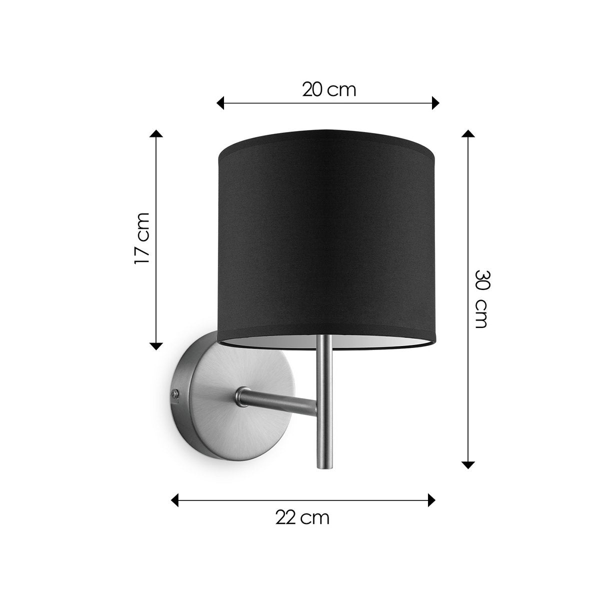 Wandlamp - Mati inclusief Lampenkap E27 zwart 20x17cm