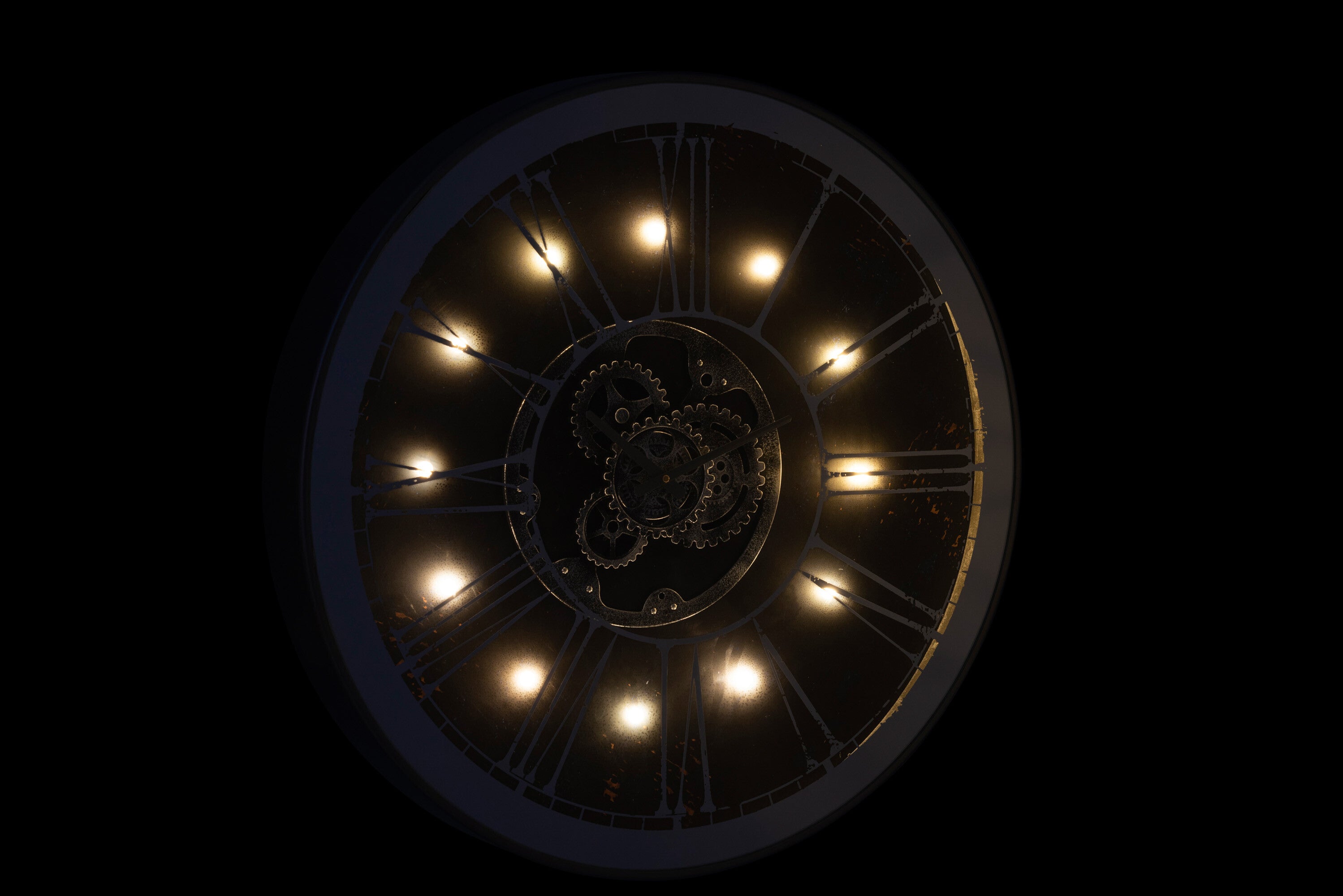 Klok Rond + Led Mechanica Spiegel Zilver/Champagne