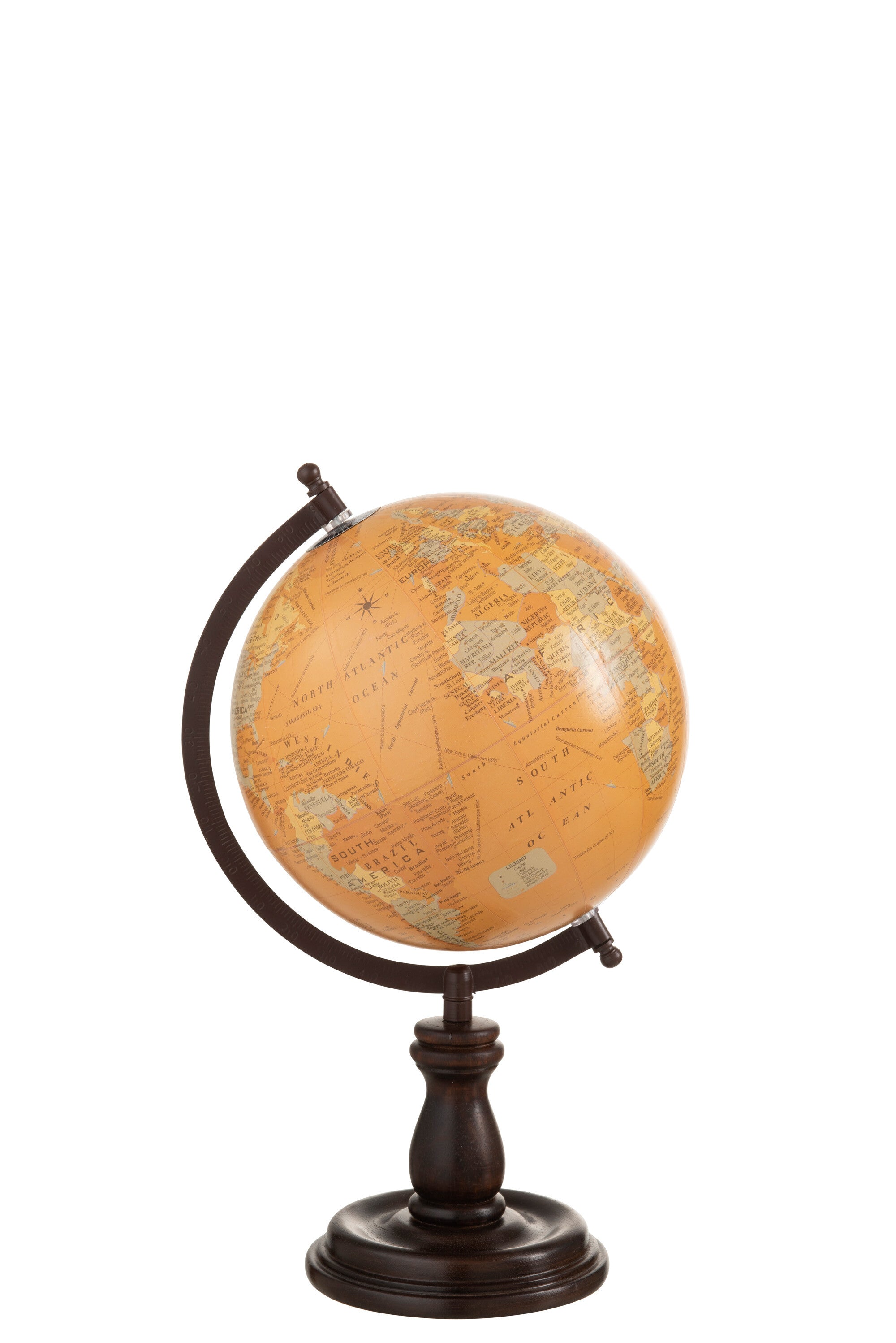Wereldbol Op Voet Hout Oker Middelgroot