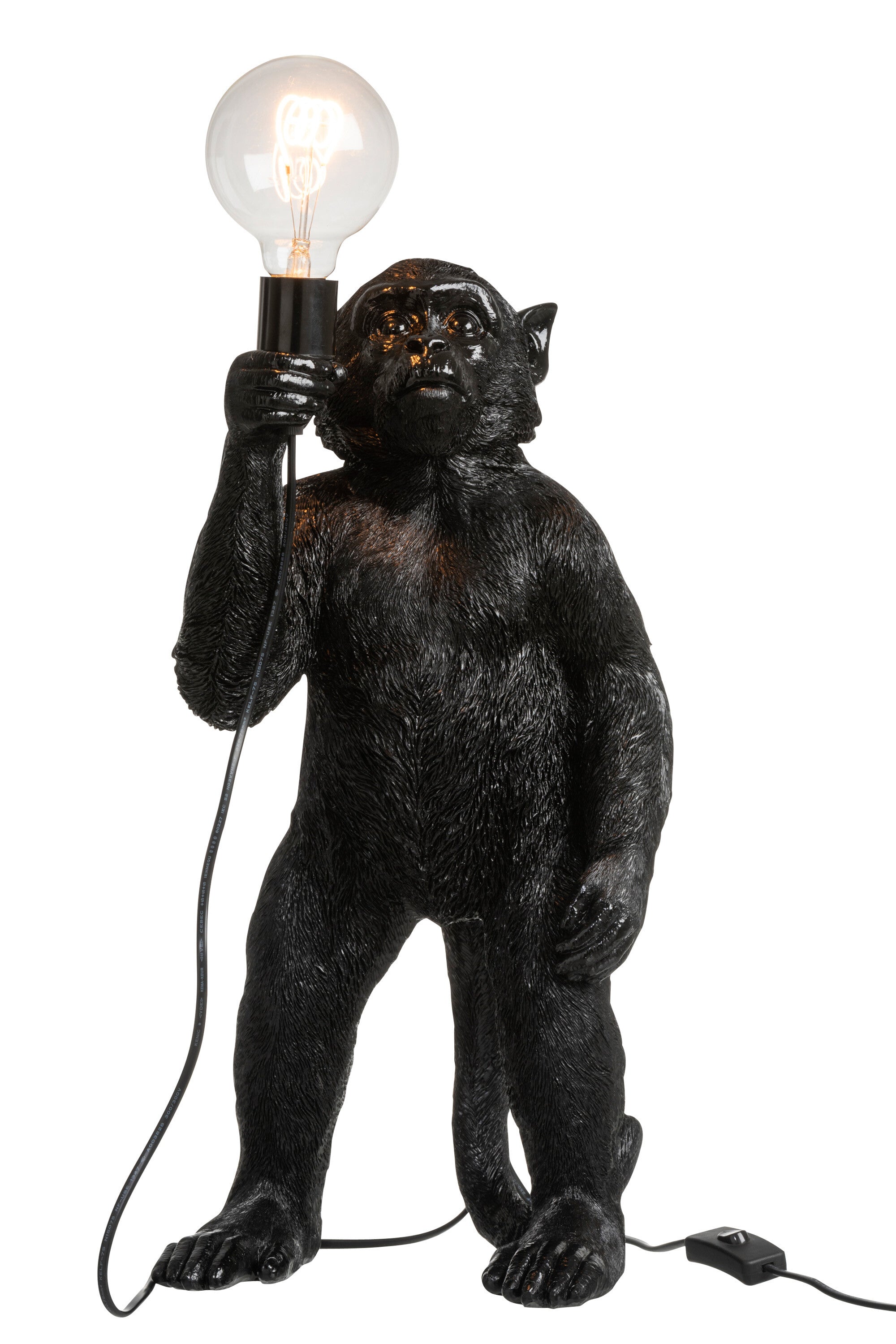J-Line Lamp Aap Staand Polyresin Zwart