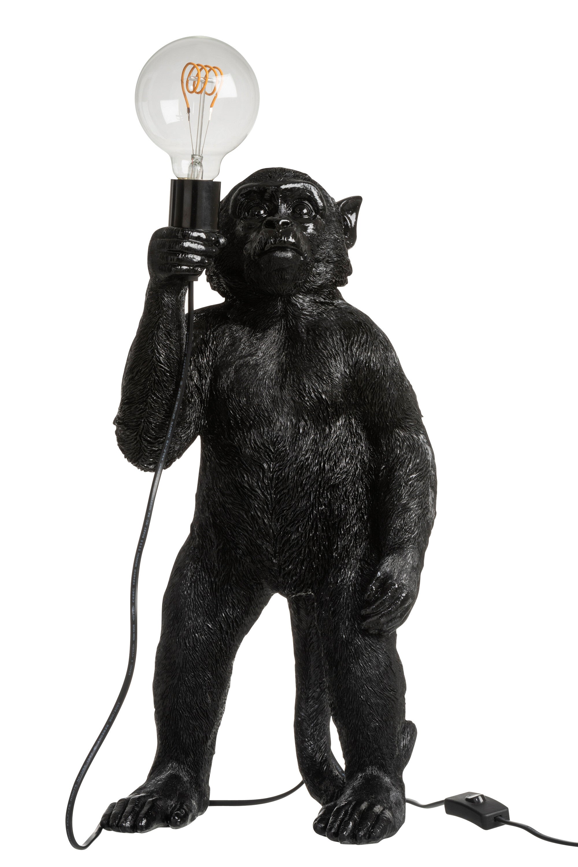 J-Line Lamp Aap Staand Polyresin Zwart