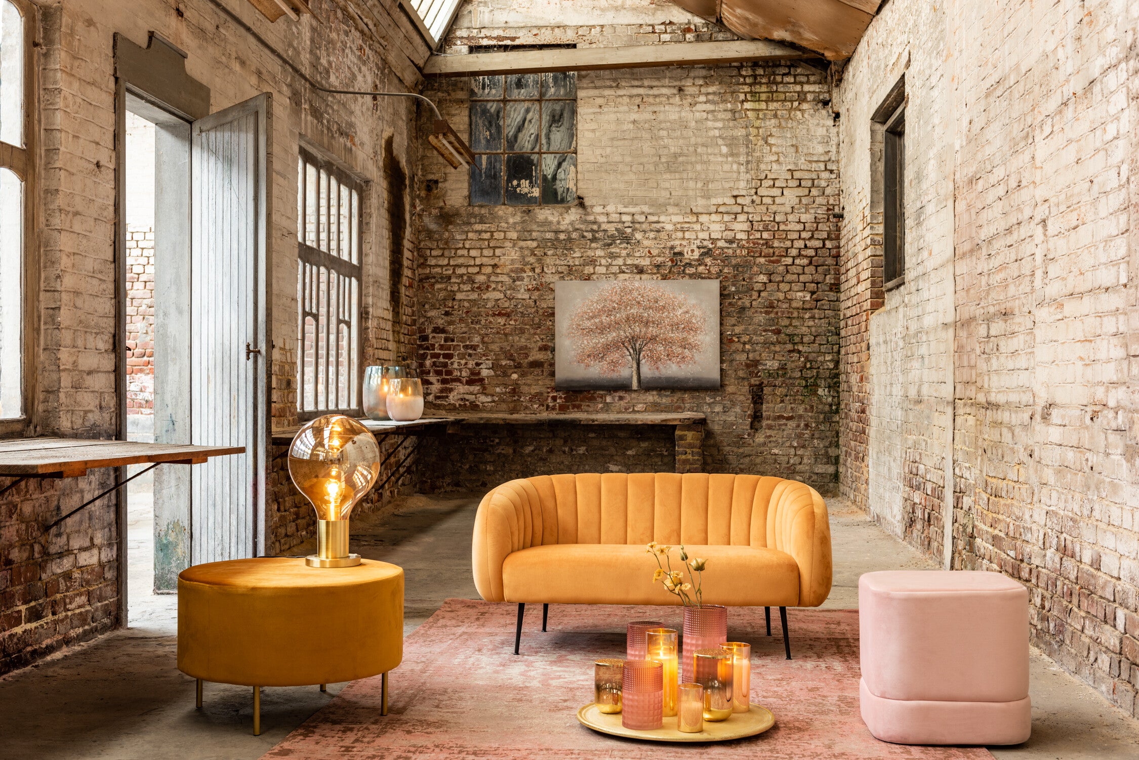 J-Line Ledlamp Blinkend Glas Goud Medium