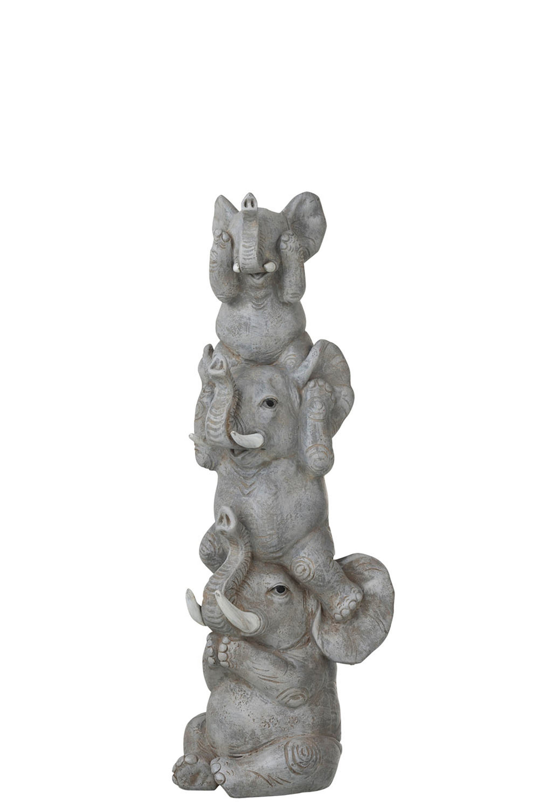 J-Line Olifant Horen/Zien/Zwijgen Poly Grijs