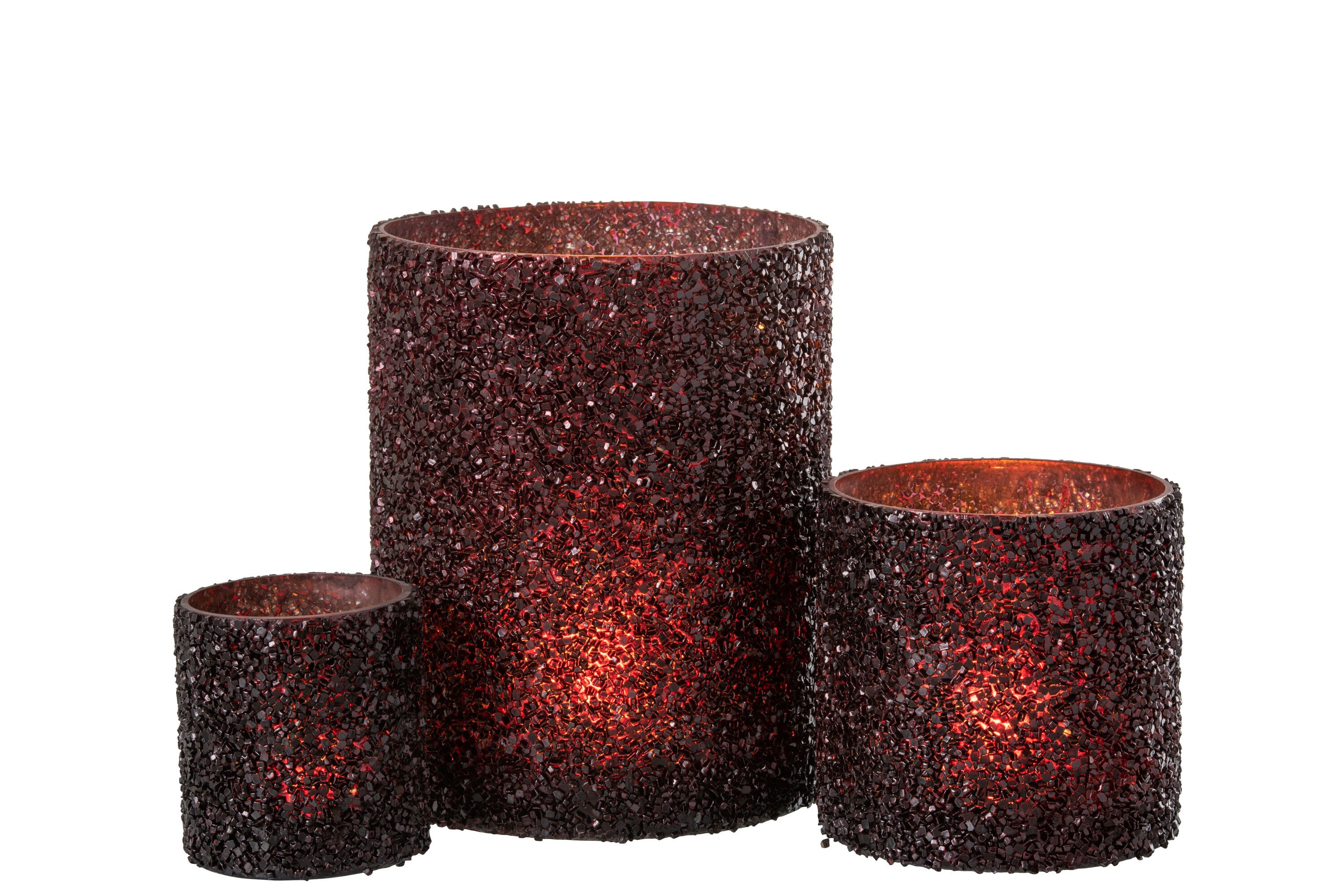 Orkaanlicht Glitterglas Bordeaux Groot