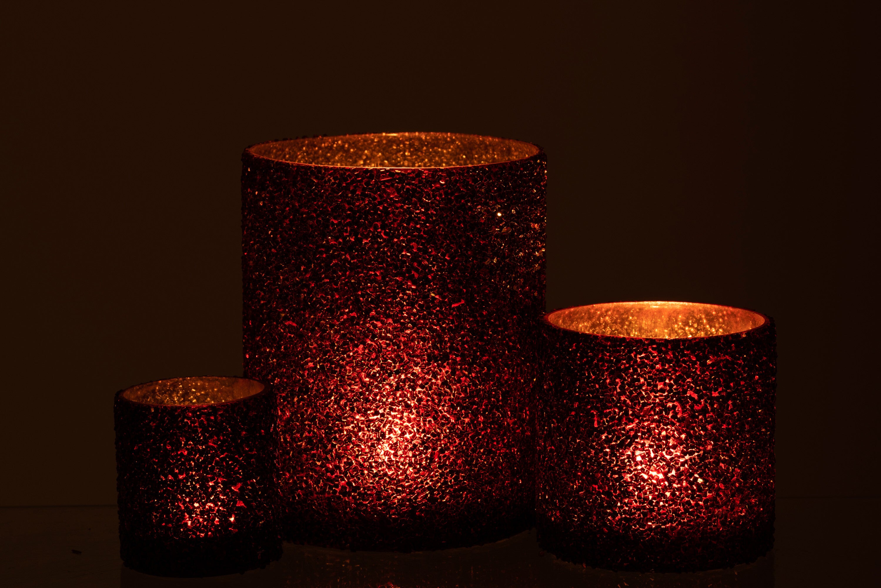 Orkaanlicht Glitterglas Bordeaux Groot