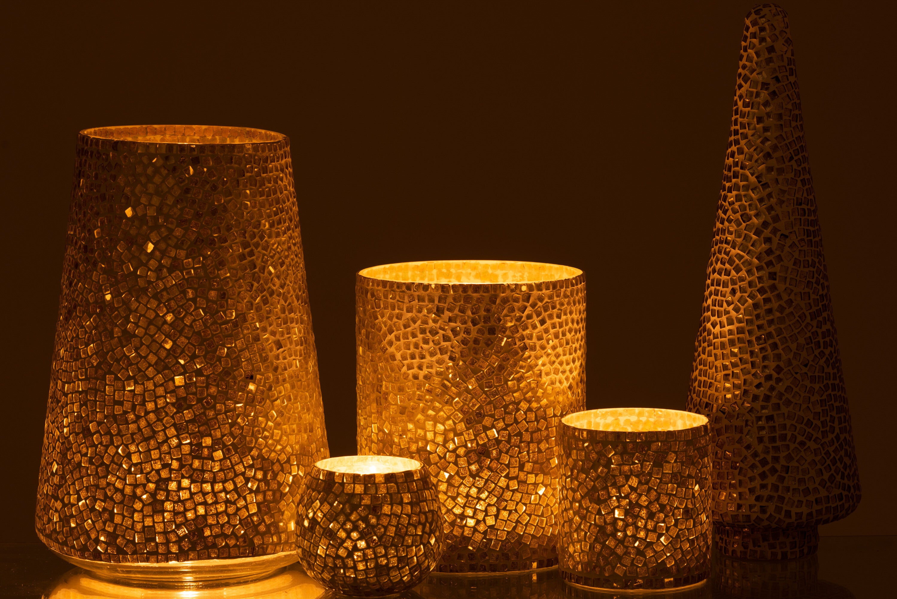 J-Line Boom Mozaiek Glas Wit/Zilver