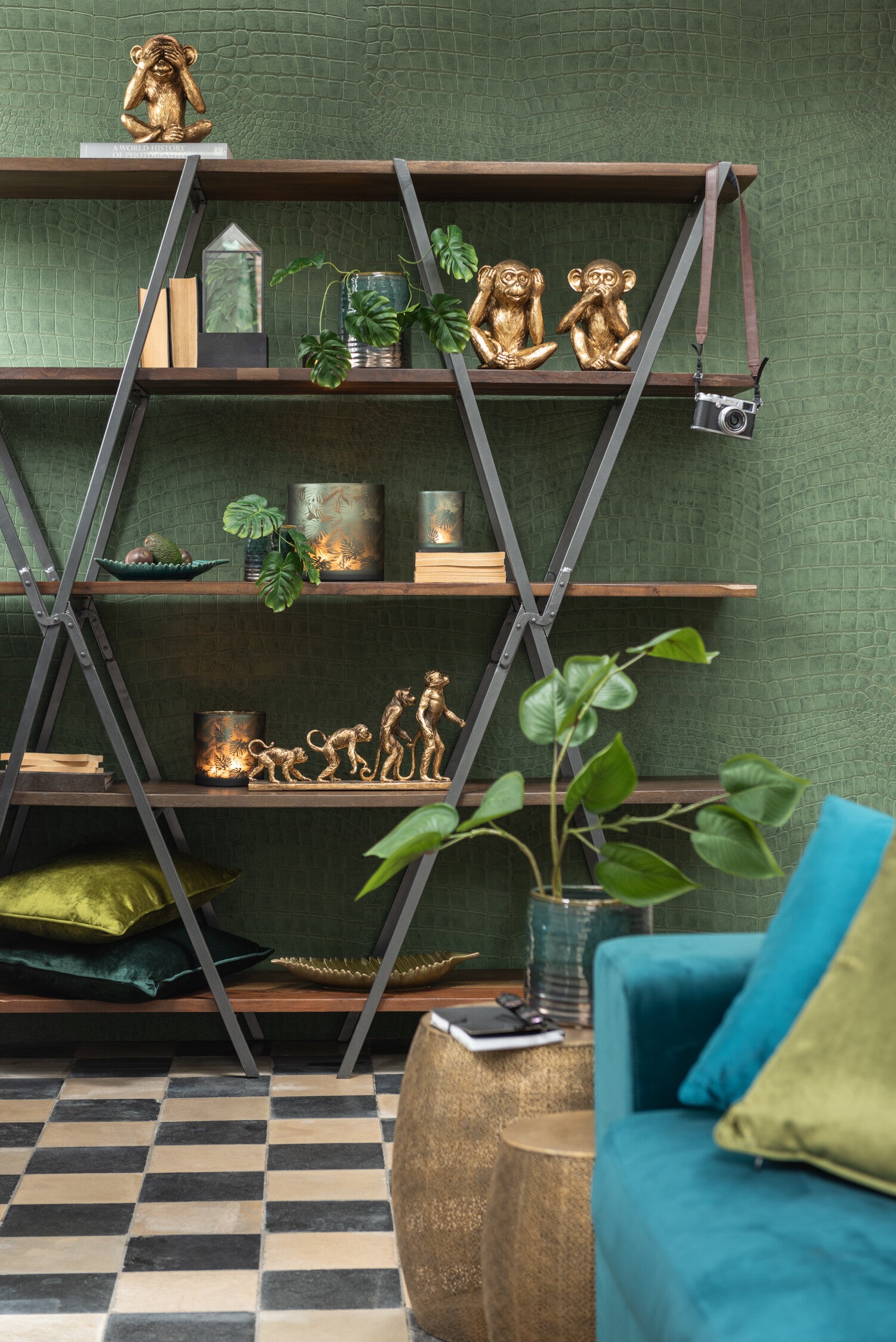 Aap Hoor/Zie/Praat Geen Kwaad Antiek Goud Set van 3