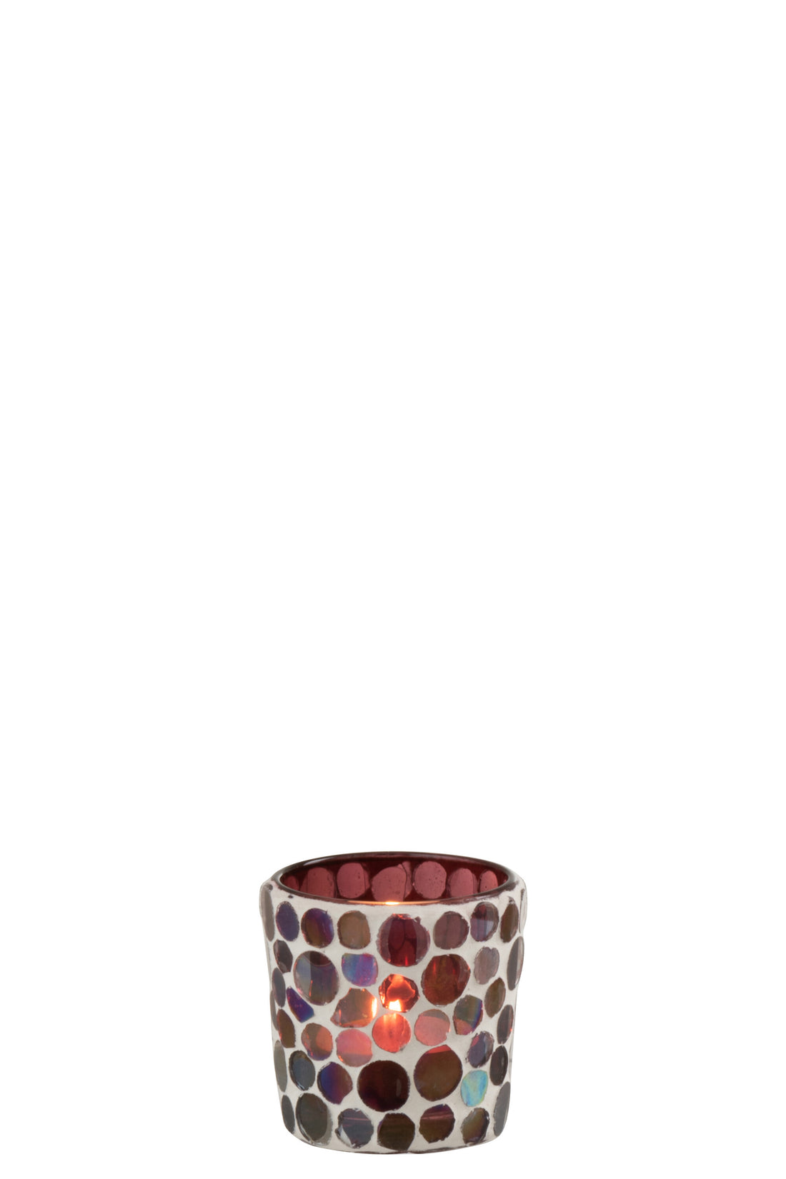 J-Line Theelichthouder Mozaiek Glas Rood/Wit Small