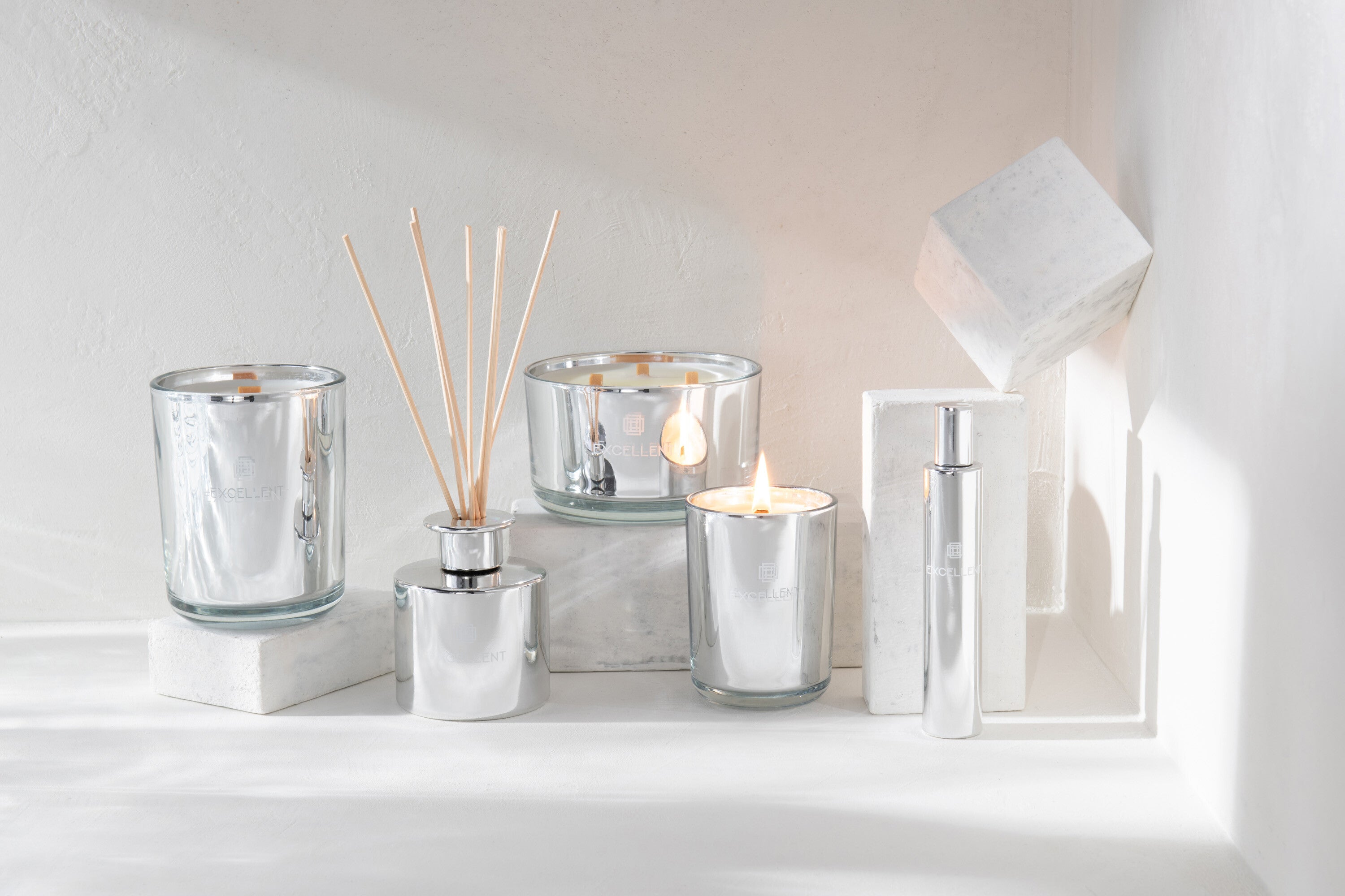 J-Line geurkaars Excellent - Cotton Candy - zilver - L - 40U
