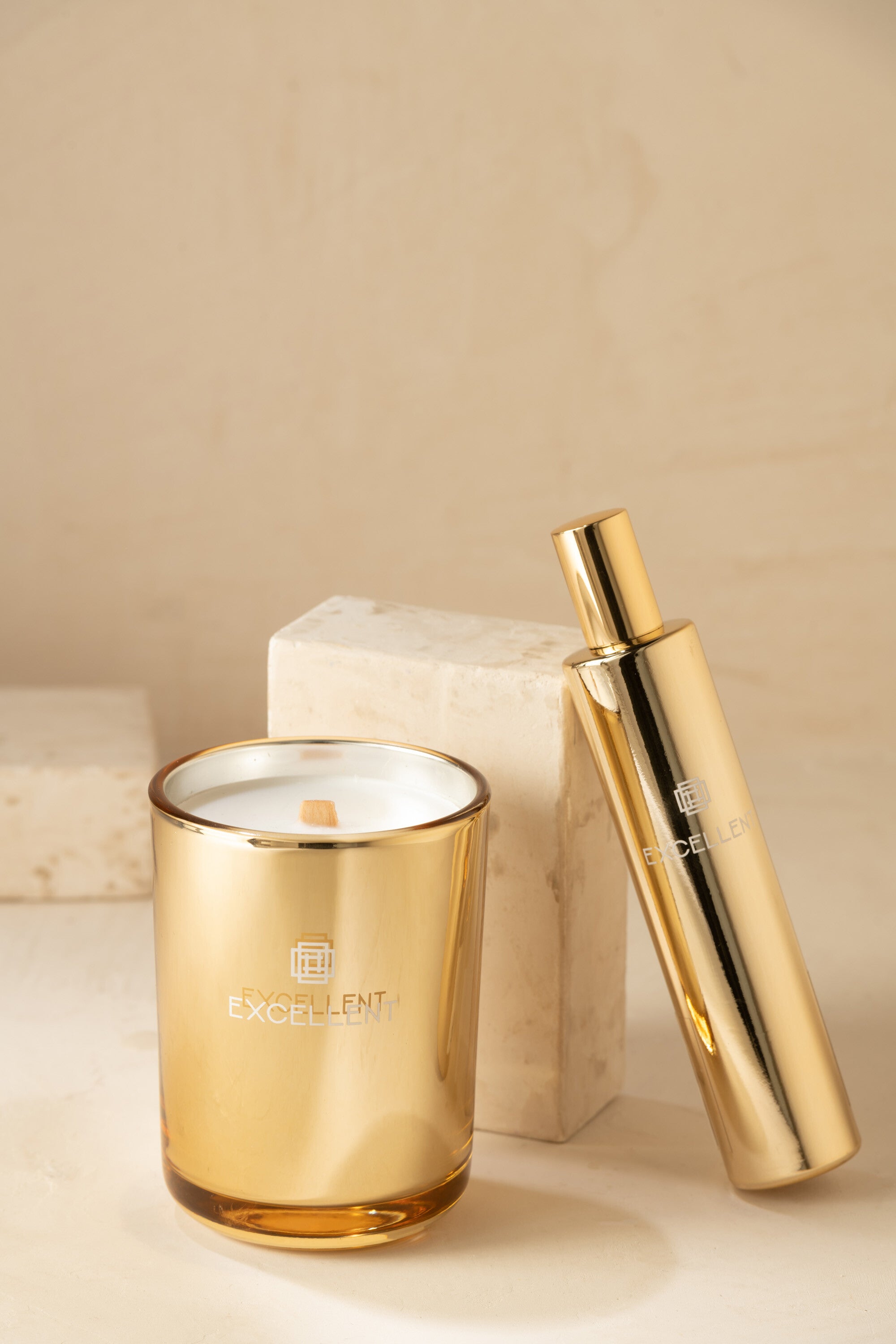 J-Line geurkaars Excellent - Golden Honey - goud - S - 50U