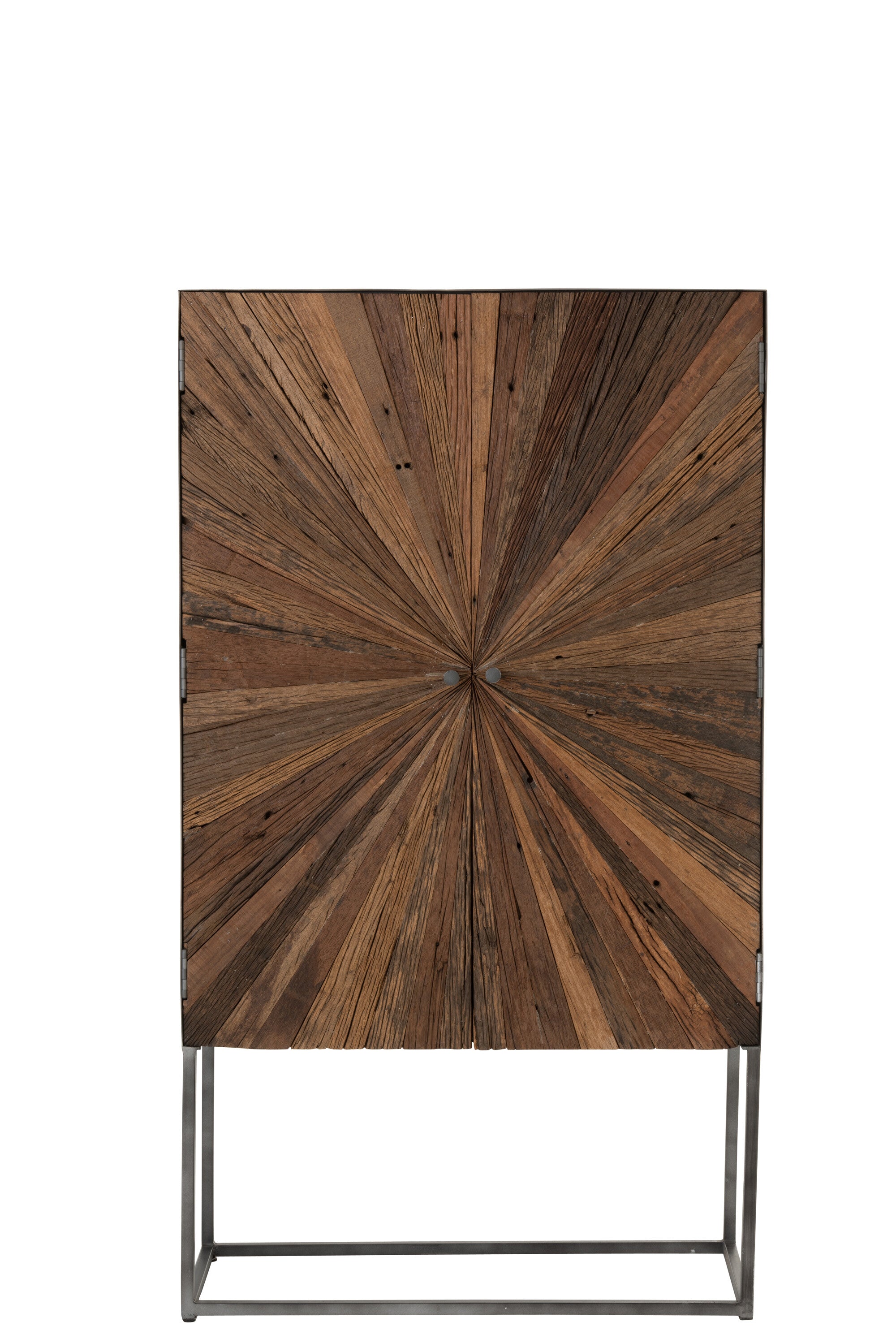 Bar Kast Shanil 2 Deuren Hout/IJzer Natuur/Grijs