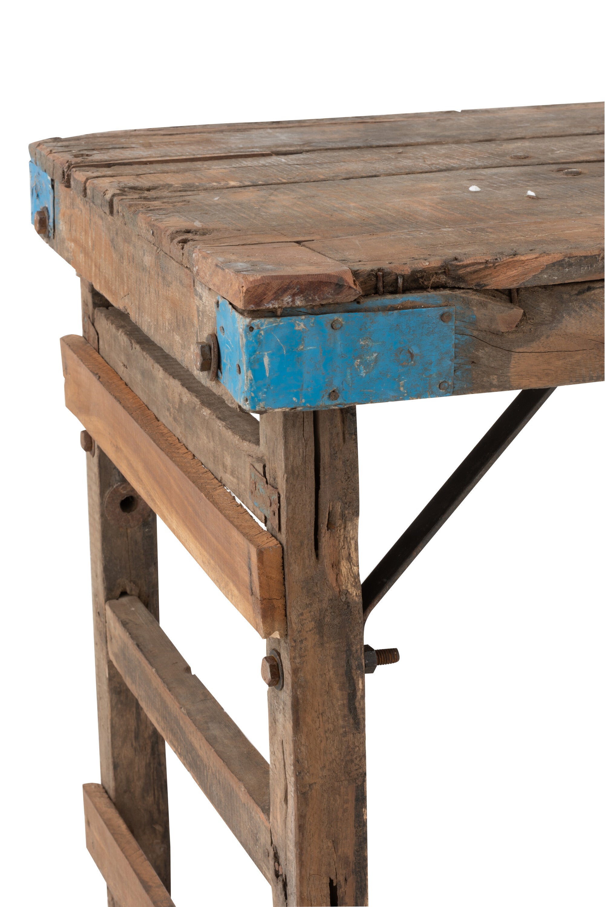 Console van verouderd gerecycled hout bruin