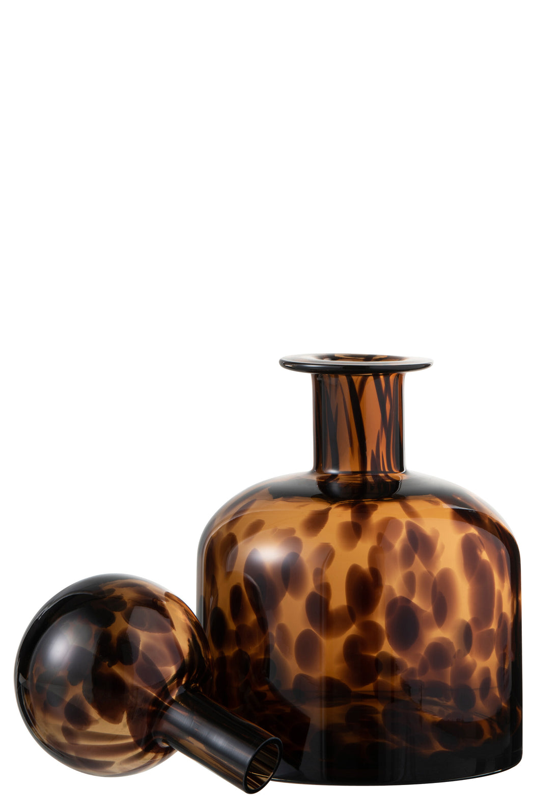 J-Line Spikkel fles en stop - glas - bruin/ zwart - S