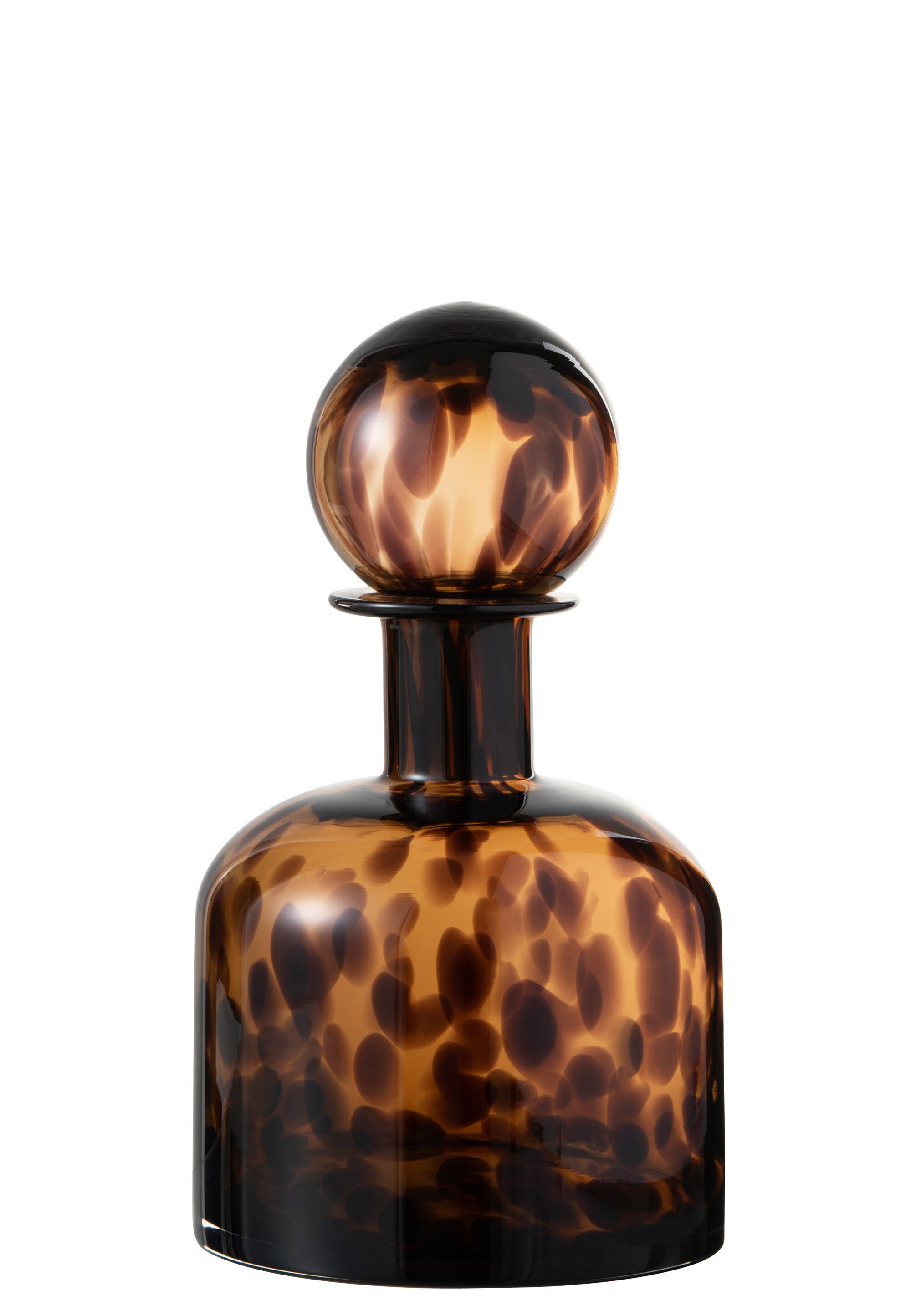 J-Line Spikkel fles en stop - glas - bruin/ zwart - S