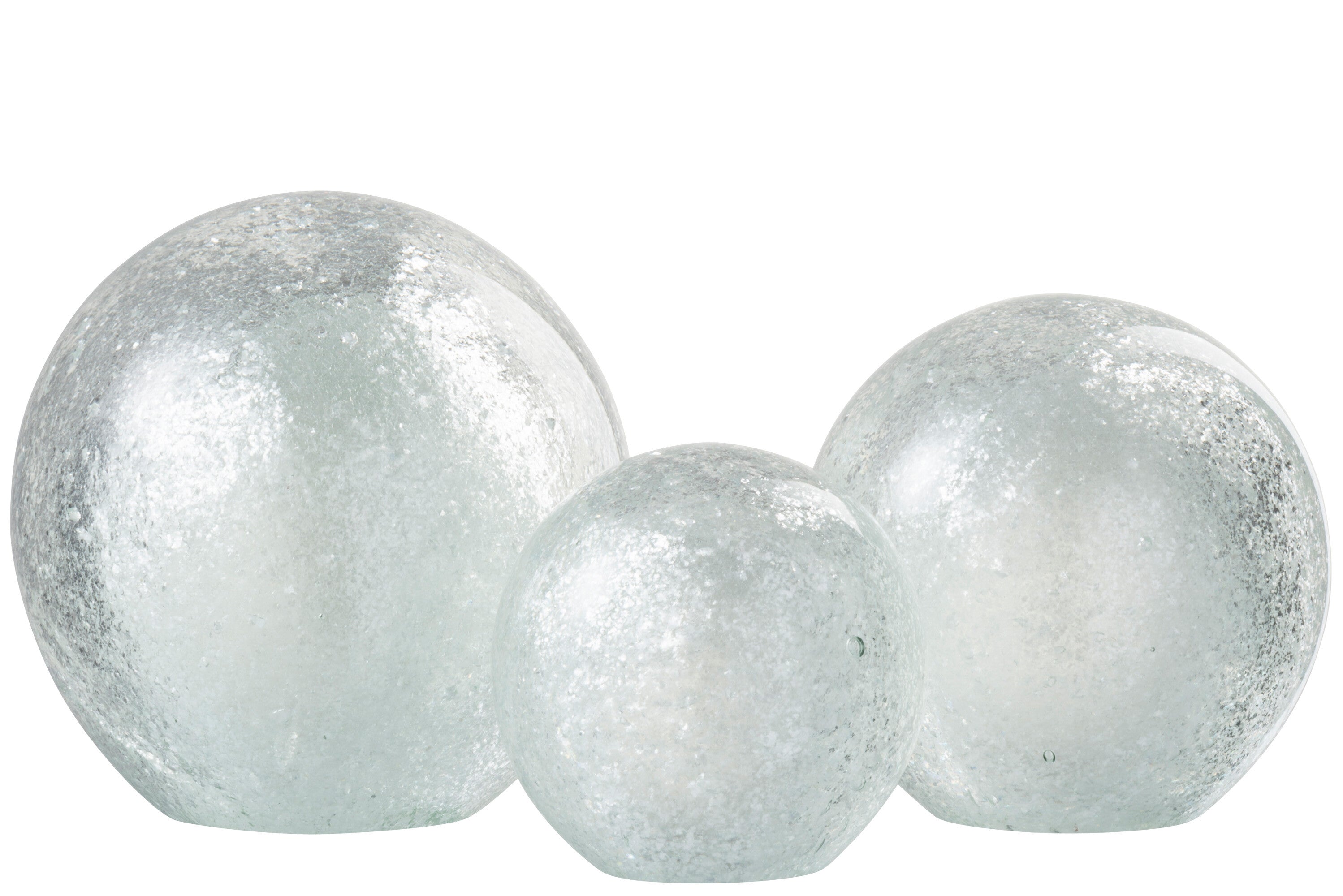 J-Line Presse Papier Vlokken Glas Zilver/Transparant Large