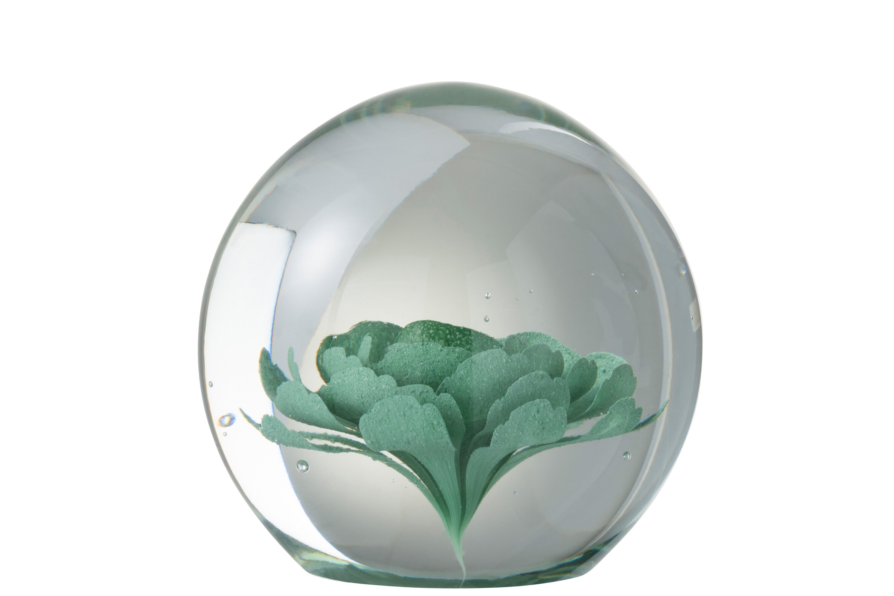 J-Line Presse Papier Bloem Glas Muntgroen groot