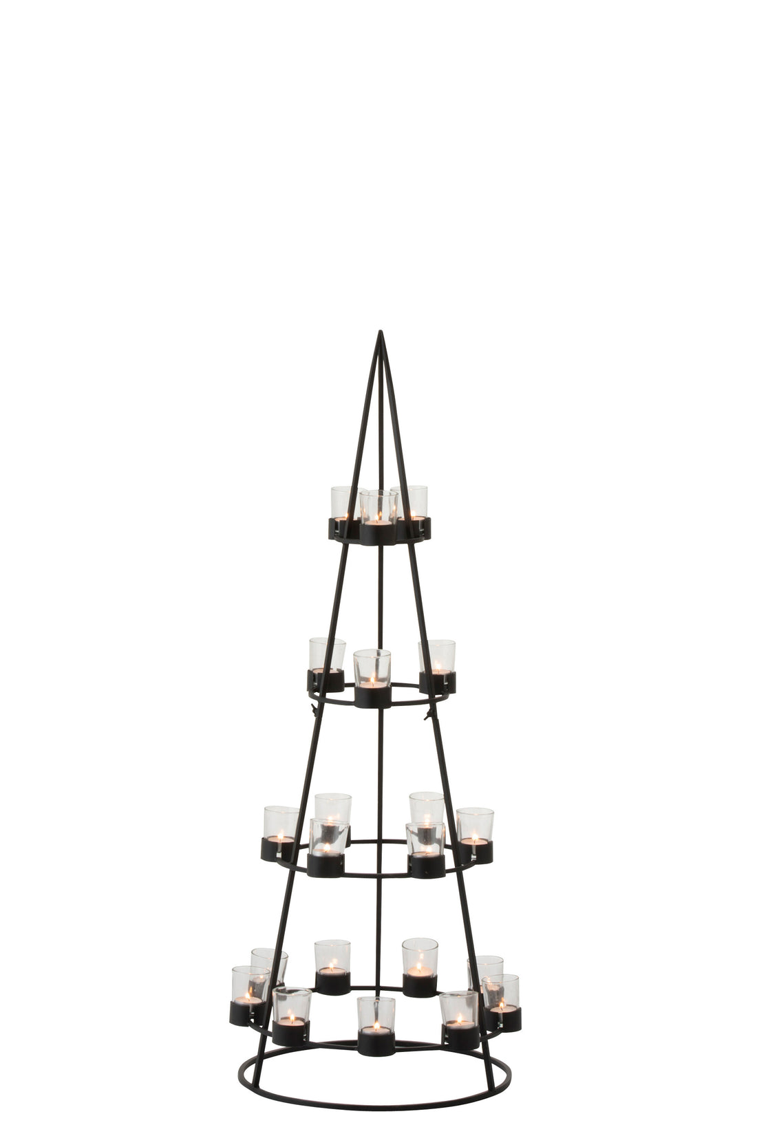 J-Line Boom 21 Theelichthouders Metaal/Glas Zwart