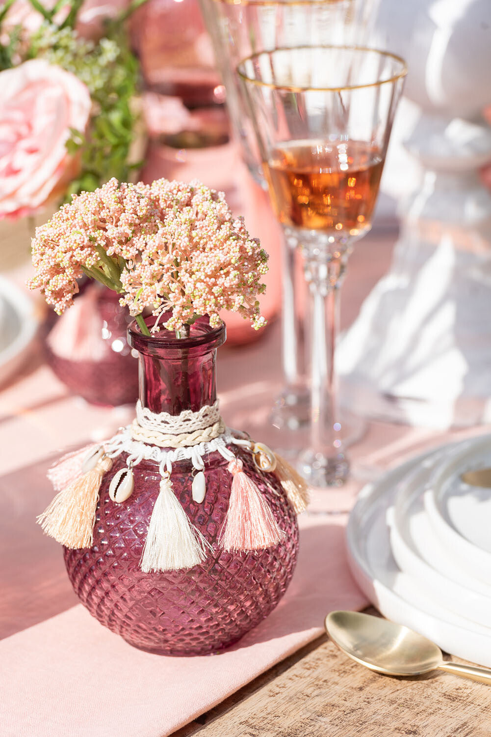 J-Line Rand wijnglas - witte wijn - glas - transparant/ goud