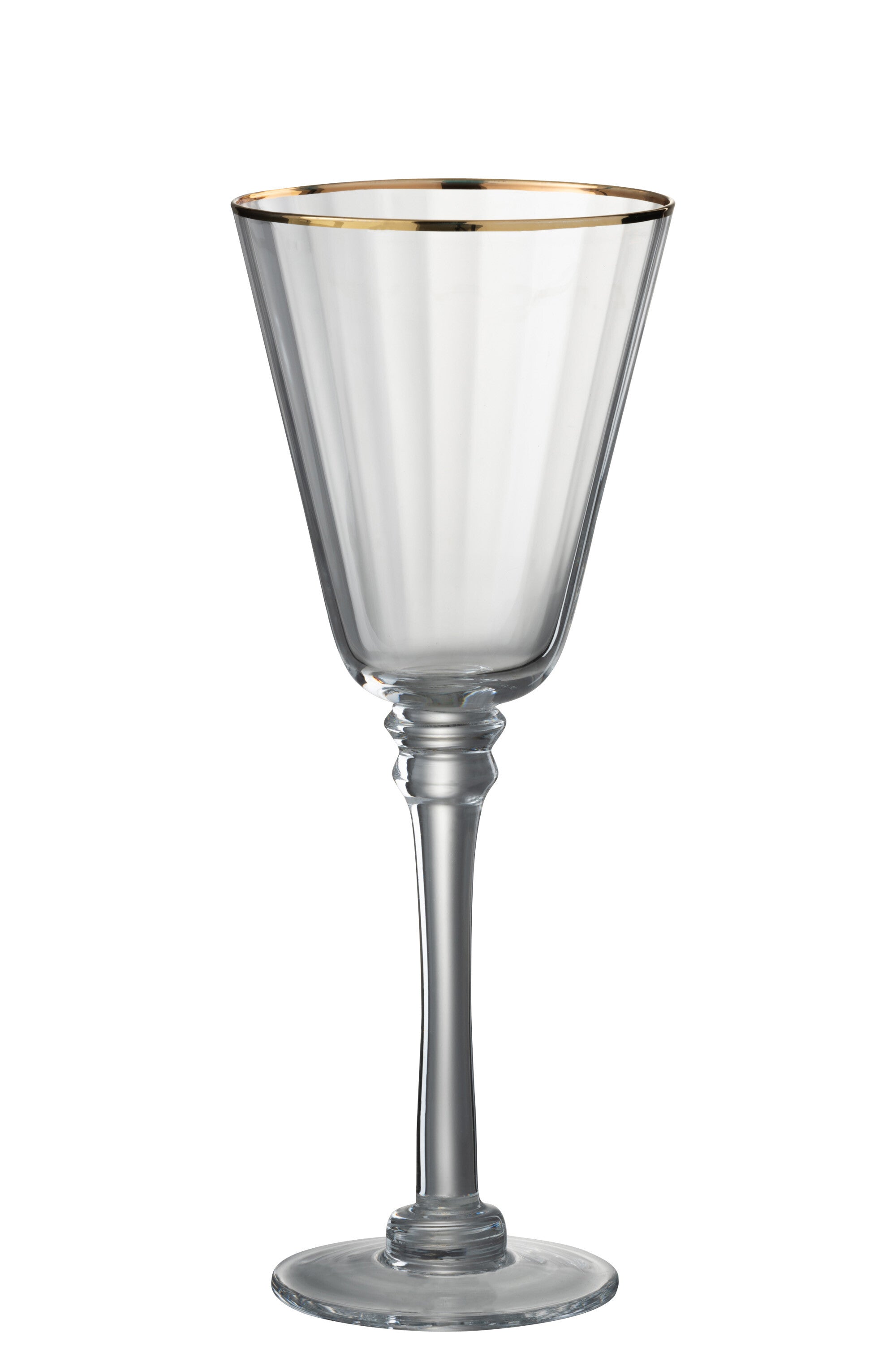 J-Line Rand wijnglas - rode wijn - glas - transparant/ goud - 6x