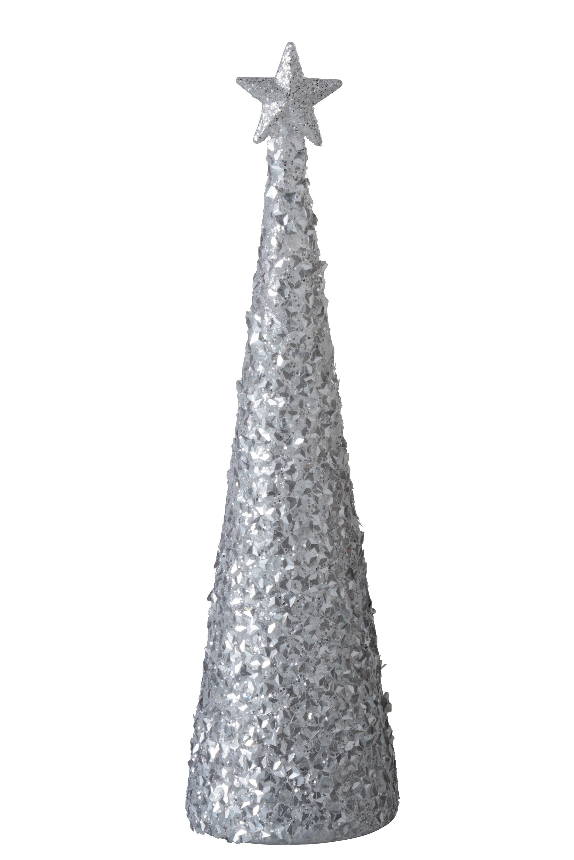 Kegel+Ster+Led Suikerglas Wit Groot