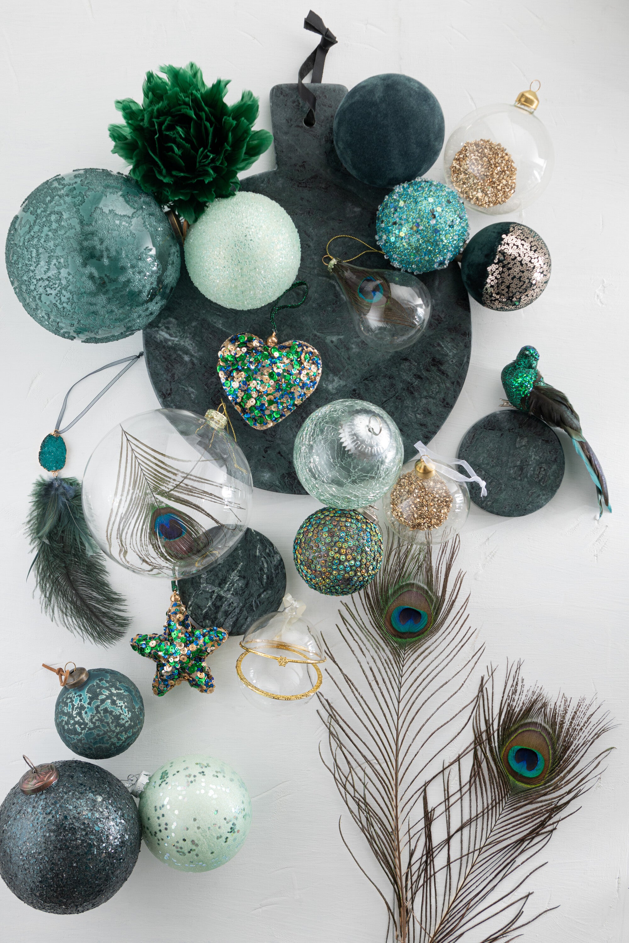 J-Line Box Of 6 Christmas Baubles Deco Glass Clear/Gold Small