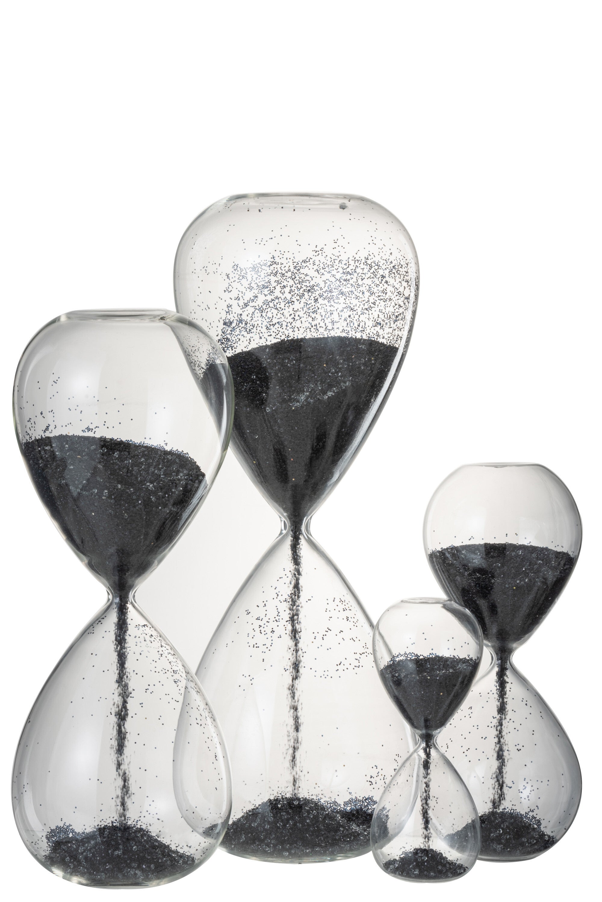 Zandloper Parels Glas Zwart Extra Groot