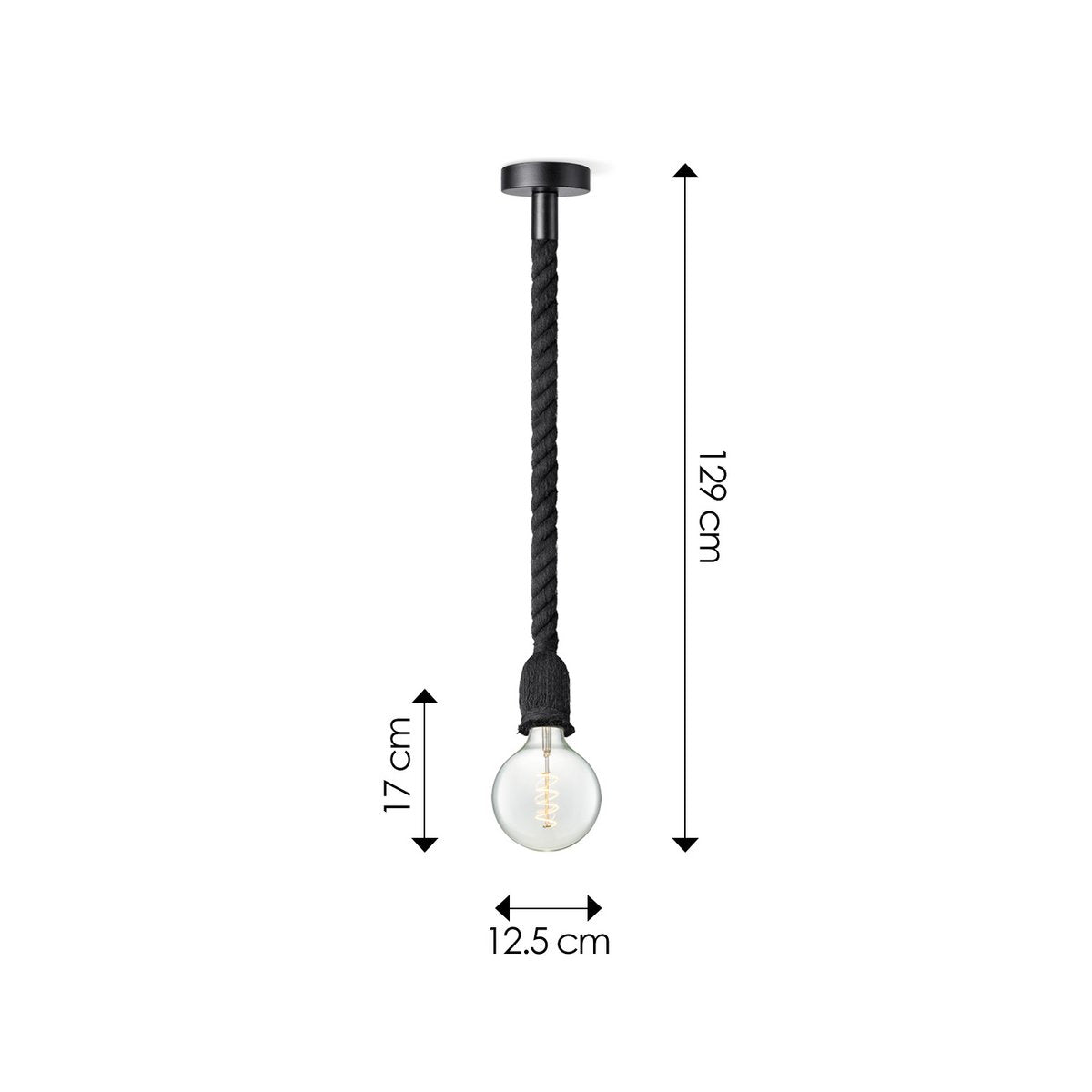 hanglamp zwart Leonardo - G125 - dimbaar E27 helder