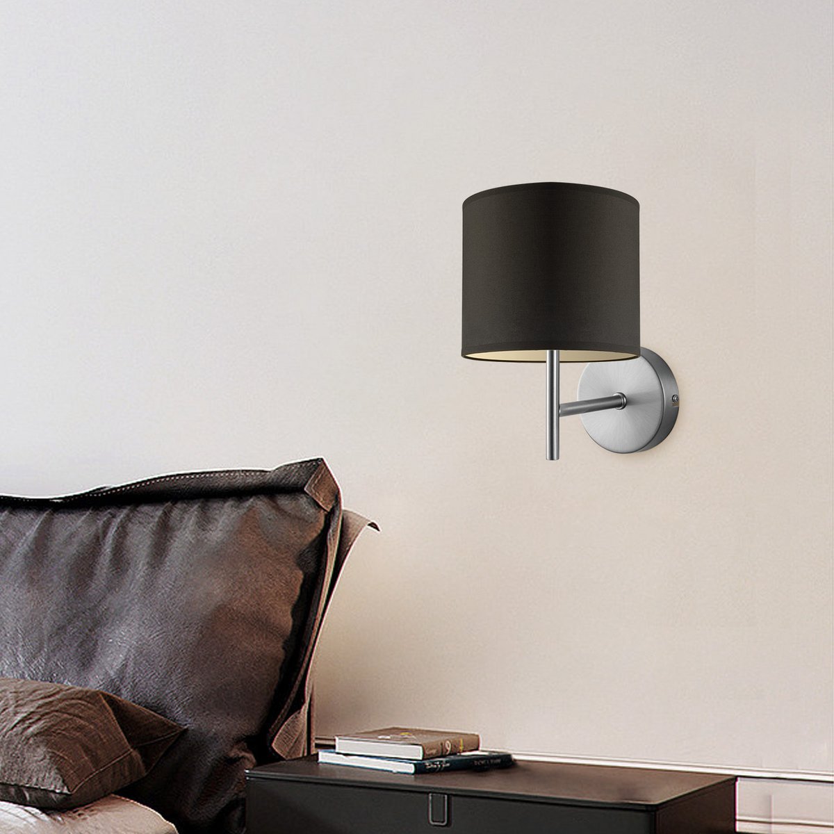 Wandlamp - Mati inclusief Lampenkap E27 zwart 20x17cm