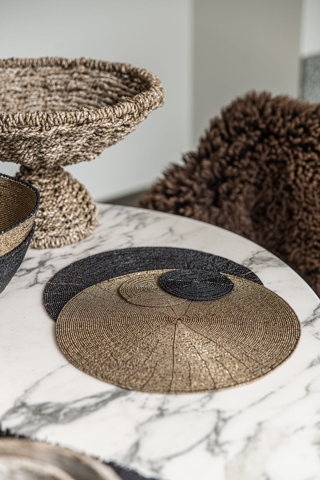 De Beaded Placemat - Zwart