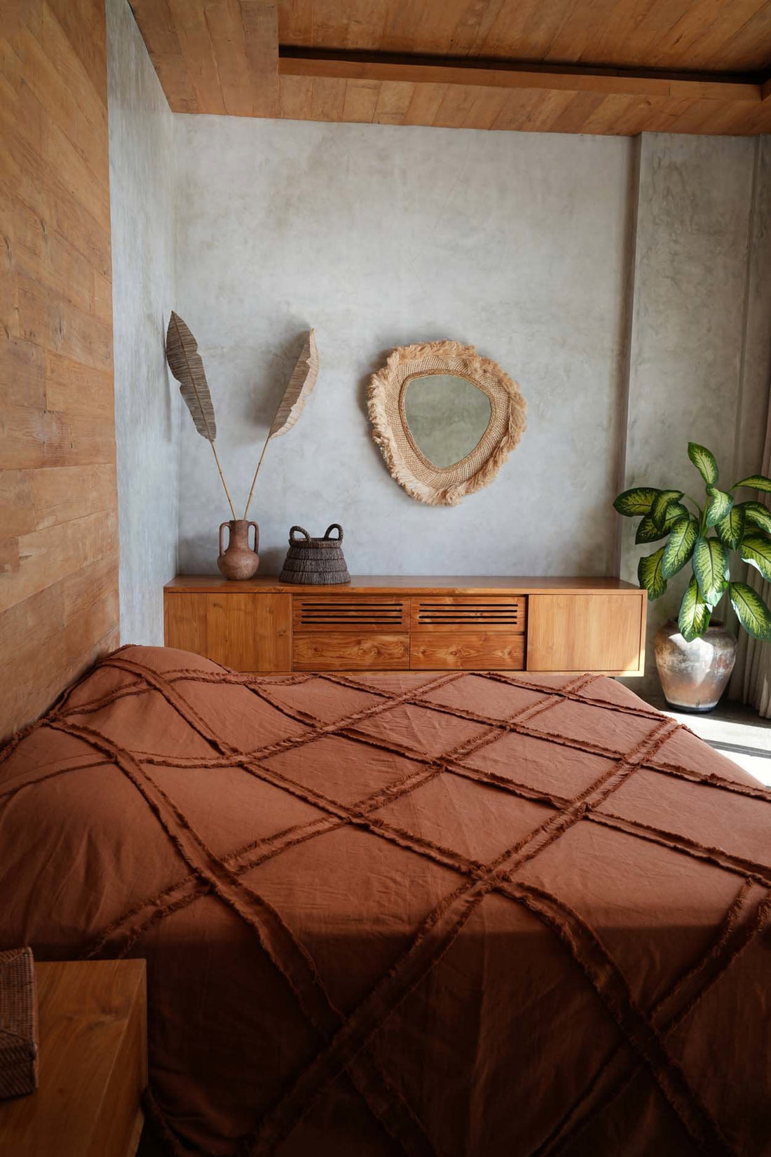 De Berber Bed Throw - Terracotta
