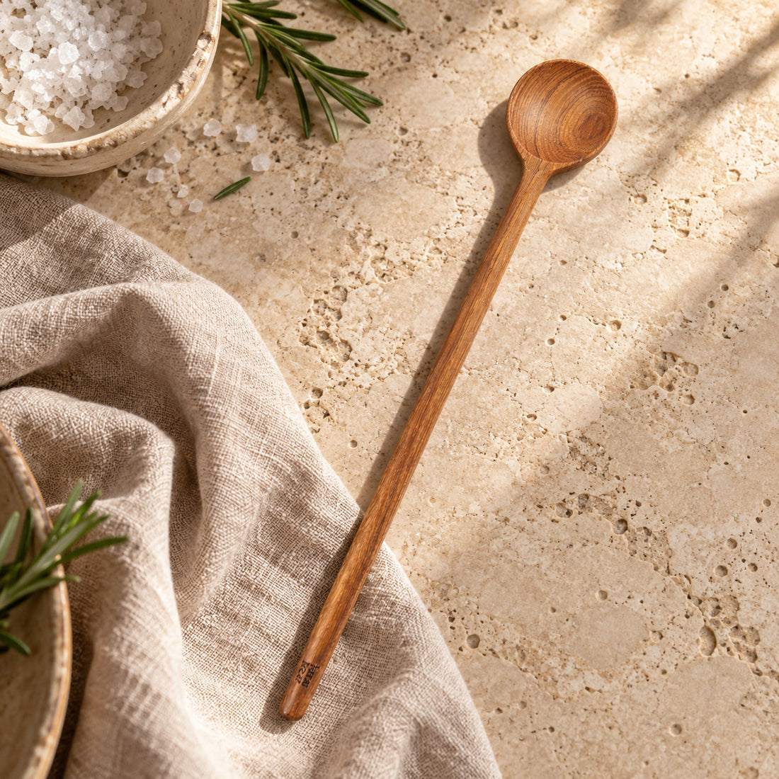 De Teakwortel platte doseringslepel