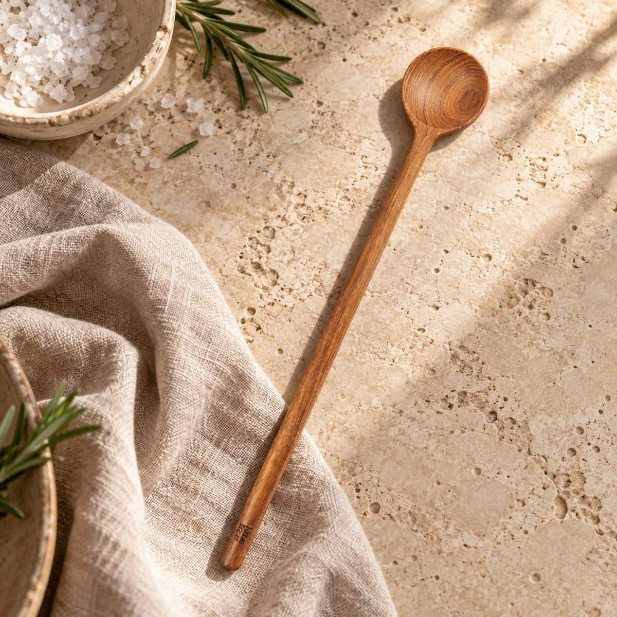 De Teakwortel platte doseringslepel