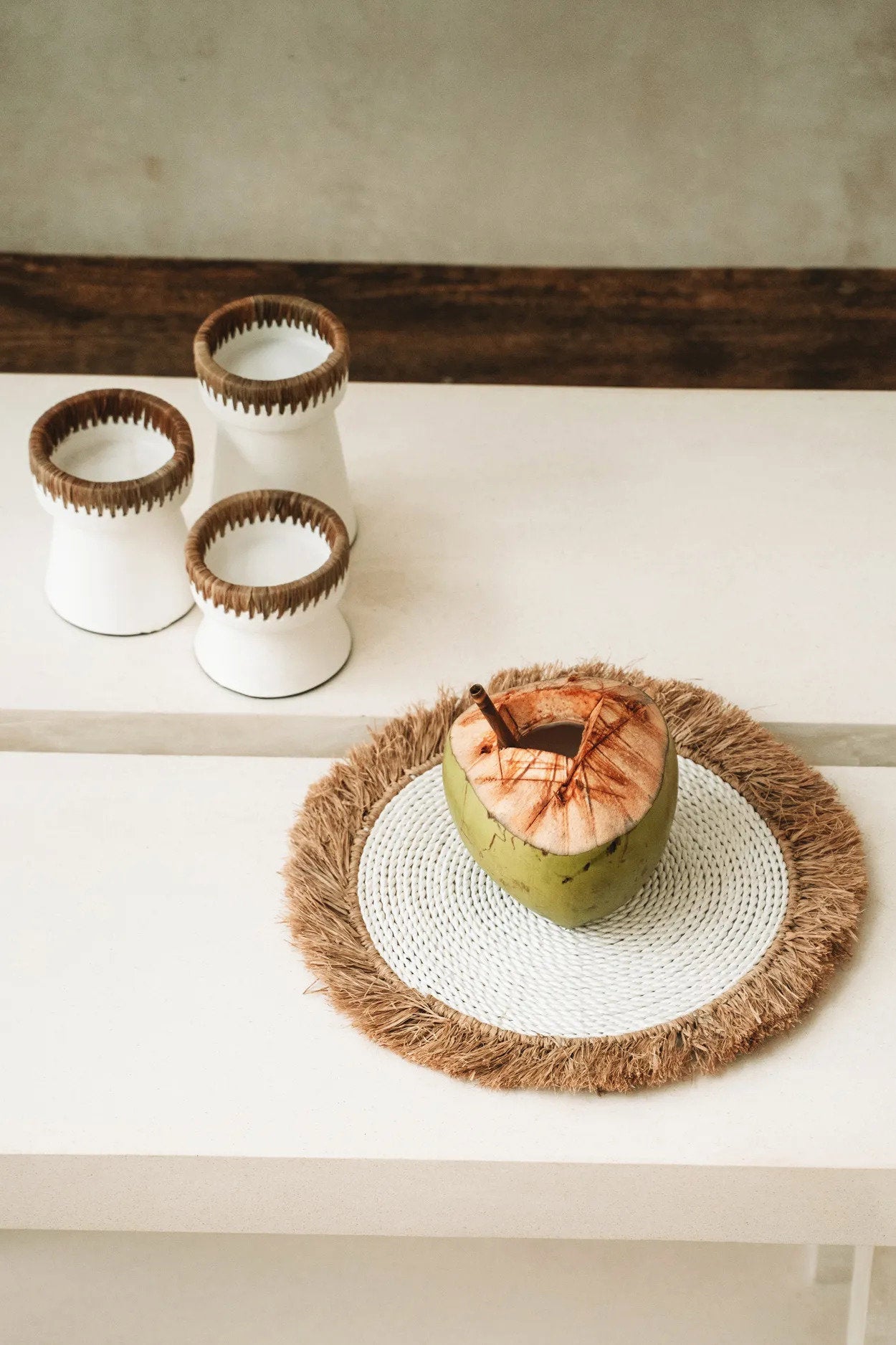 De Seagrass Raffia Placemat - Wit Naturel