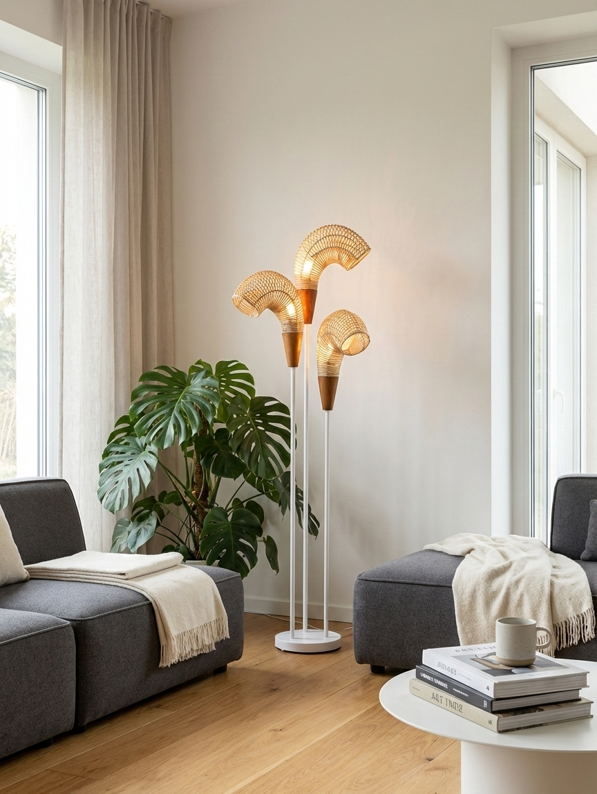 Belvivere Cirella Floorlamp – Organisch Design van Rotan (180 cm)