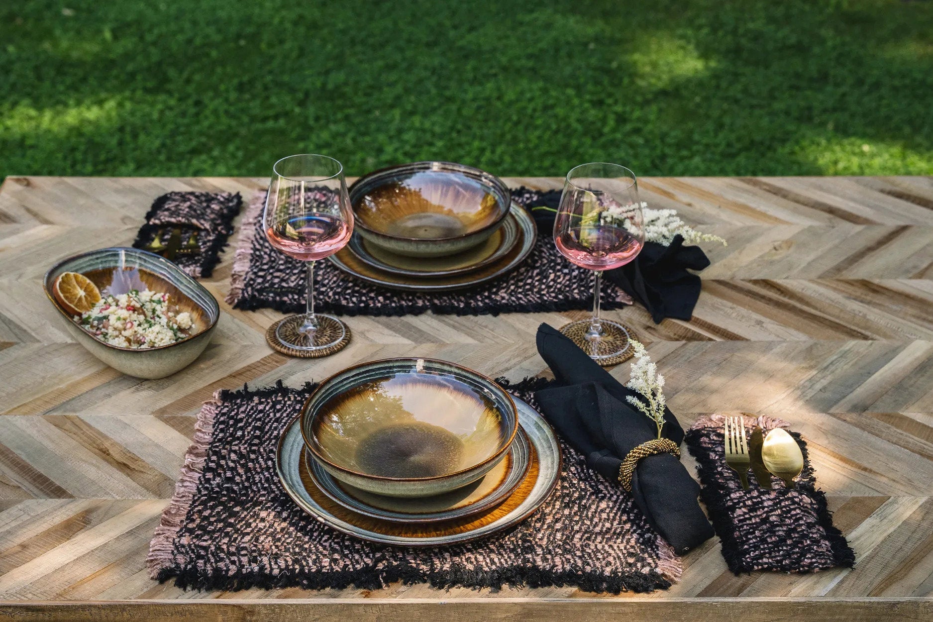 Het Oh My Gee Bestekzakje - Zwart Koper - Set van 4