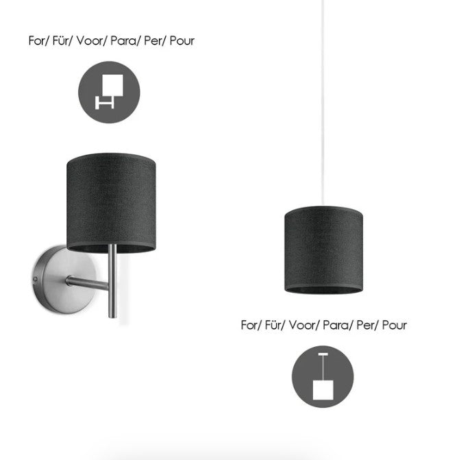 Lampenkap Canvas zwart - B:16xD:16xH:15cm (R)