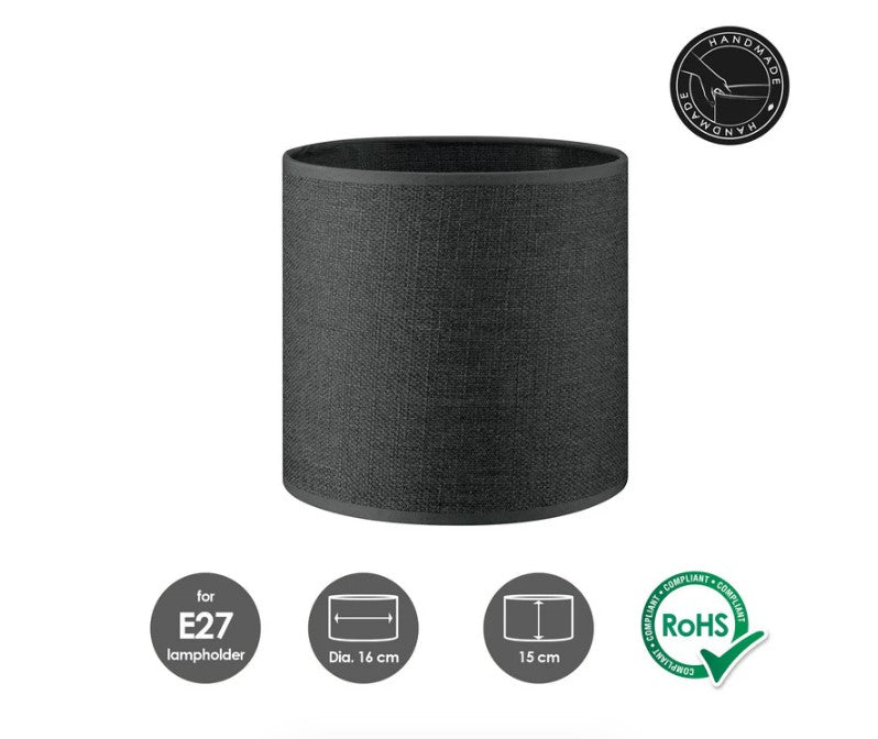 Lampenkap Canvas zwart - B:16xD:16xH:15cm (R)