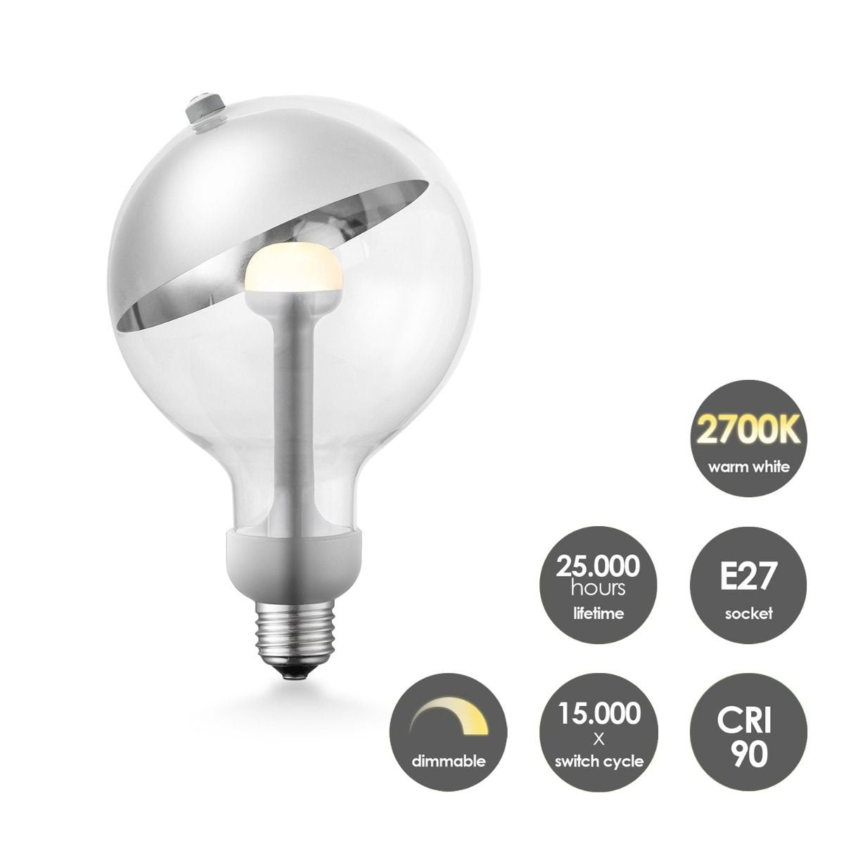 Hanglamp Move Me - Bumb Sphere 5.5W 2700K wit-zilver