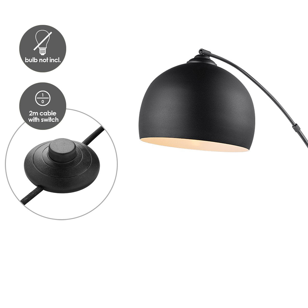 Moderne Shade Vloerlamp Zwart 109x31.5x172 cm E27
