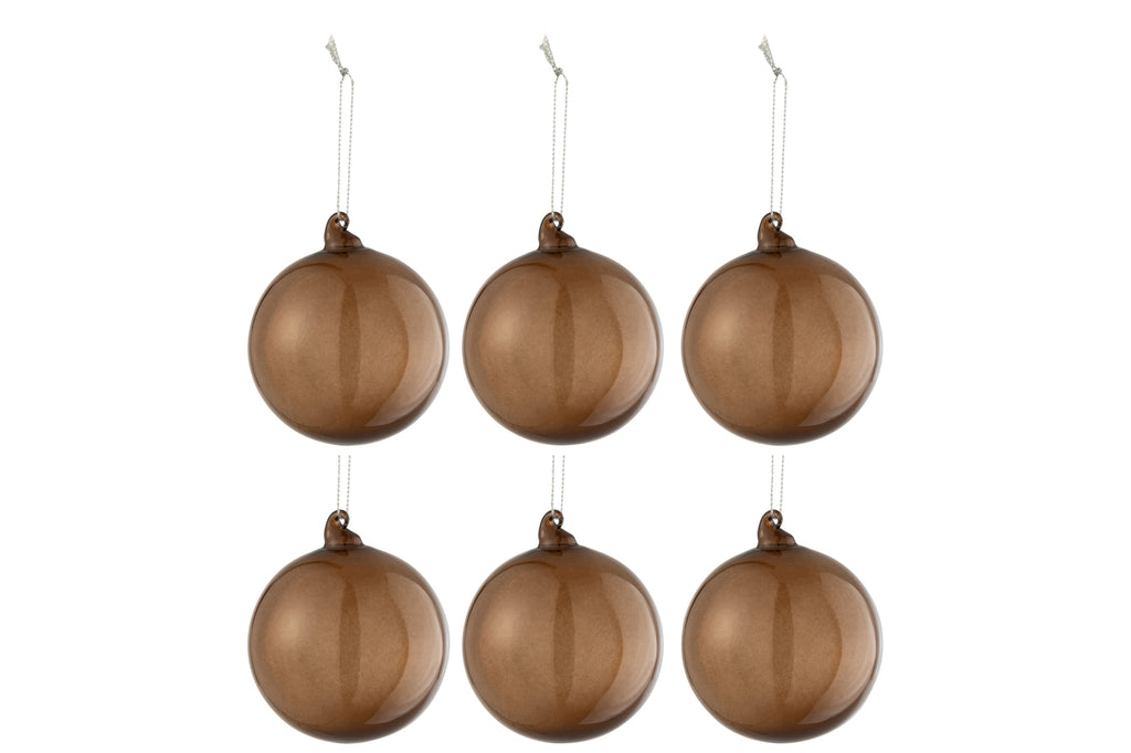 Doos met 6 kerstballen Normaal Transparant Bruin Klein