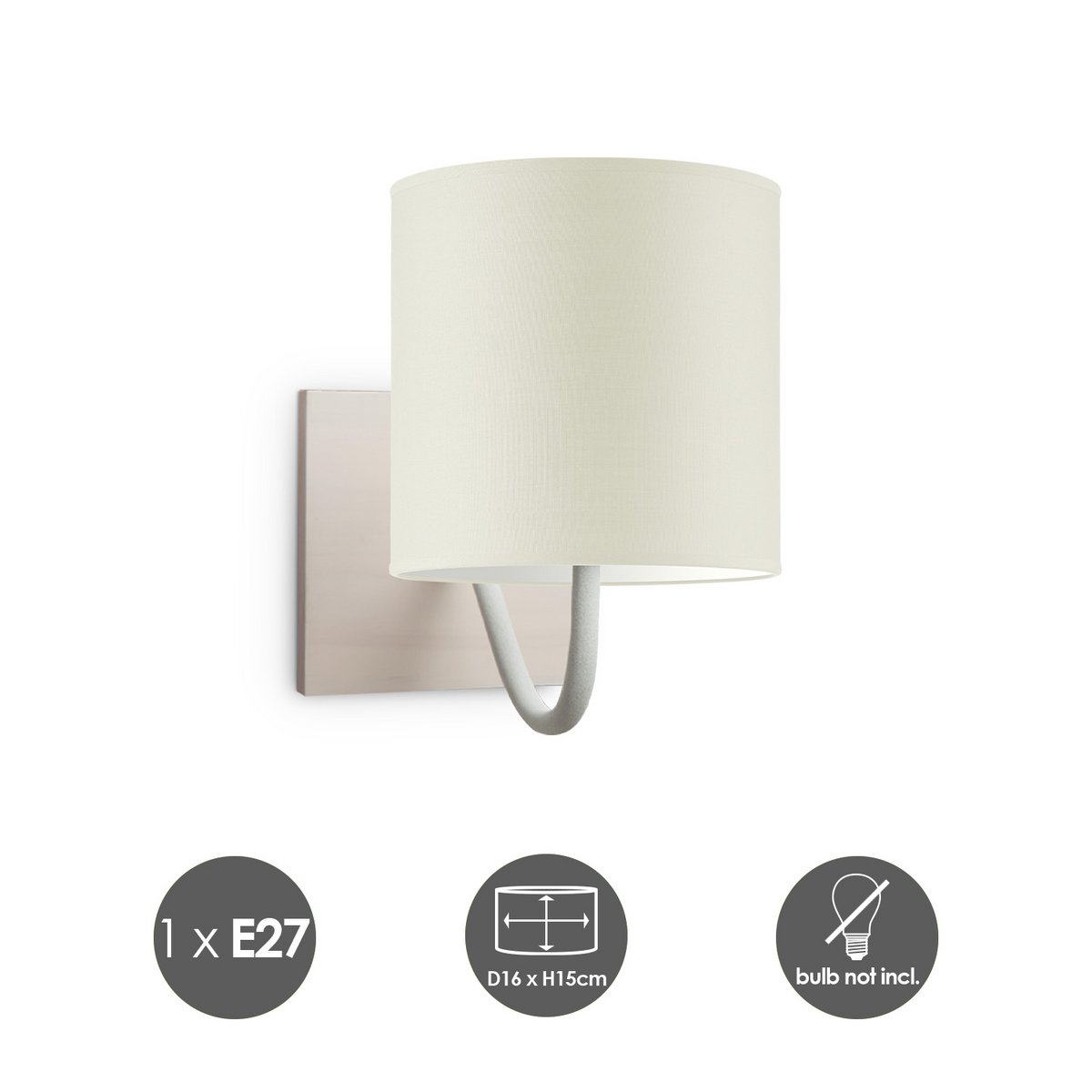 Wandlamp - Beach E27 Lampenkap warm wit 16cm