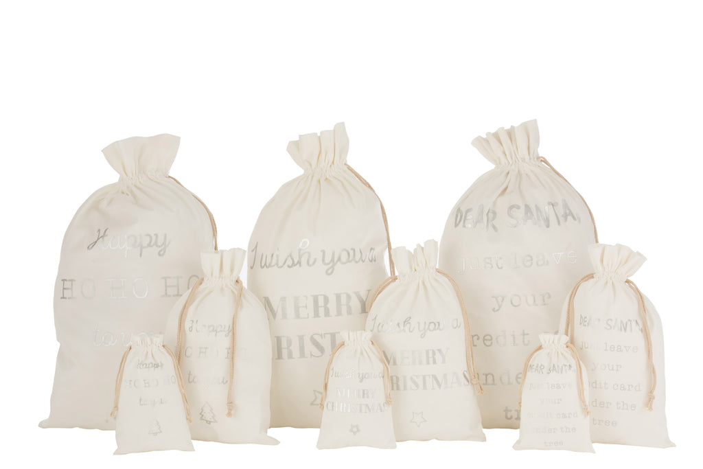 Tas Kerst Engels Fluweel Wit Groot Assortiment Van 3