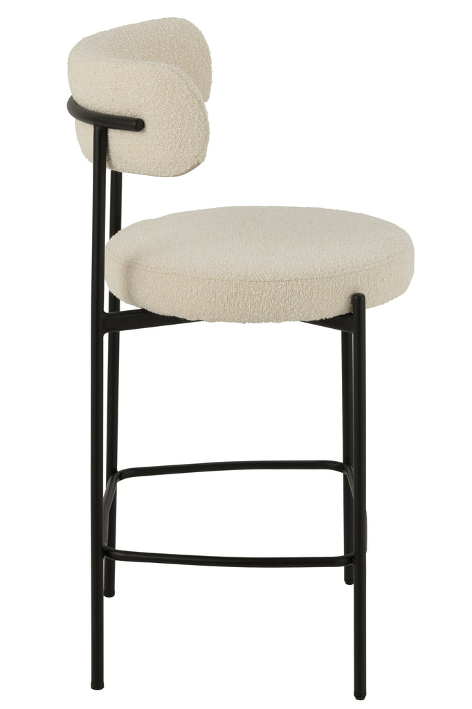 Barstoel Boucle Triplex/Polyester Wit/Zwart